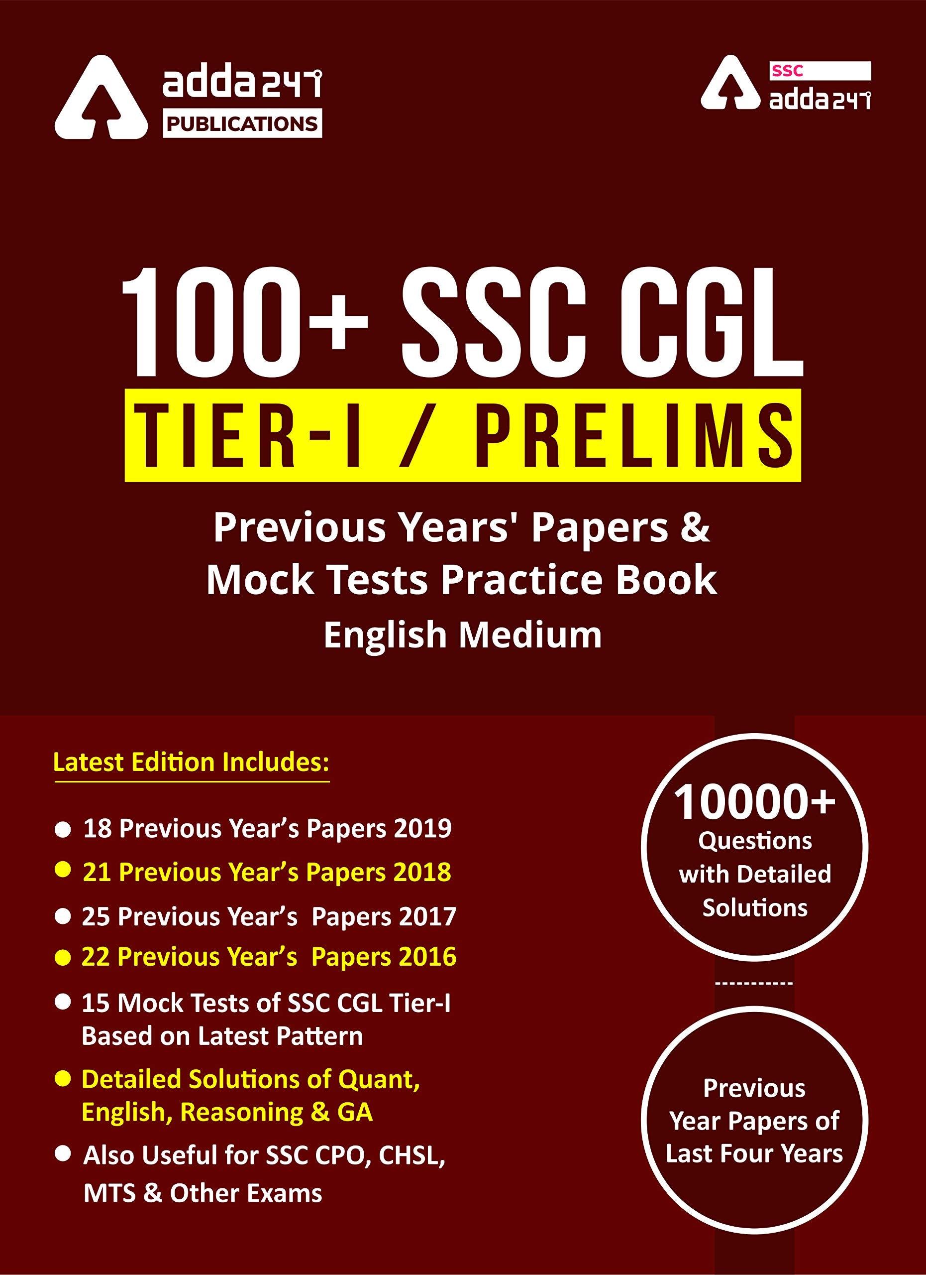 100 Ssc Cgl Books For TierI Previous Year Question Papers | English Medium Book
