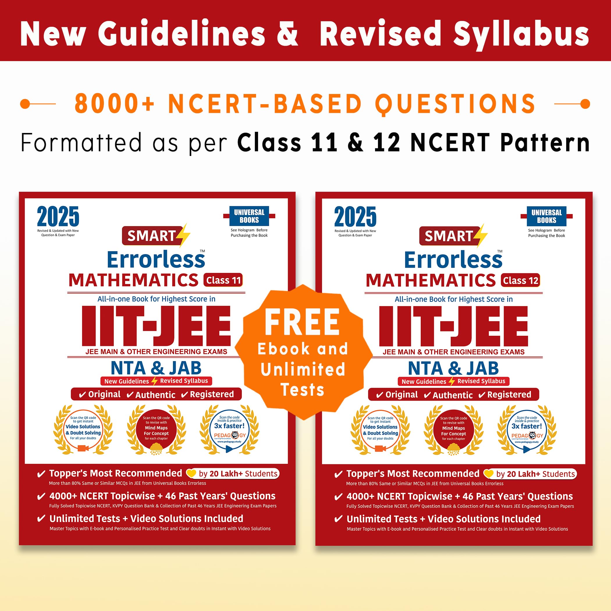 Smart Errorless Mathematics JEE 2025 Class 11 & 12  NCERT Based | 8000+ New Pattern Questions | 46 Past Years Papers | Revised 