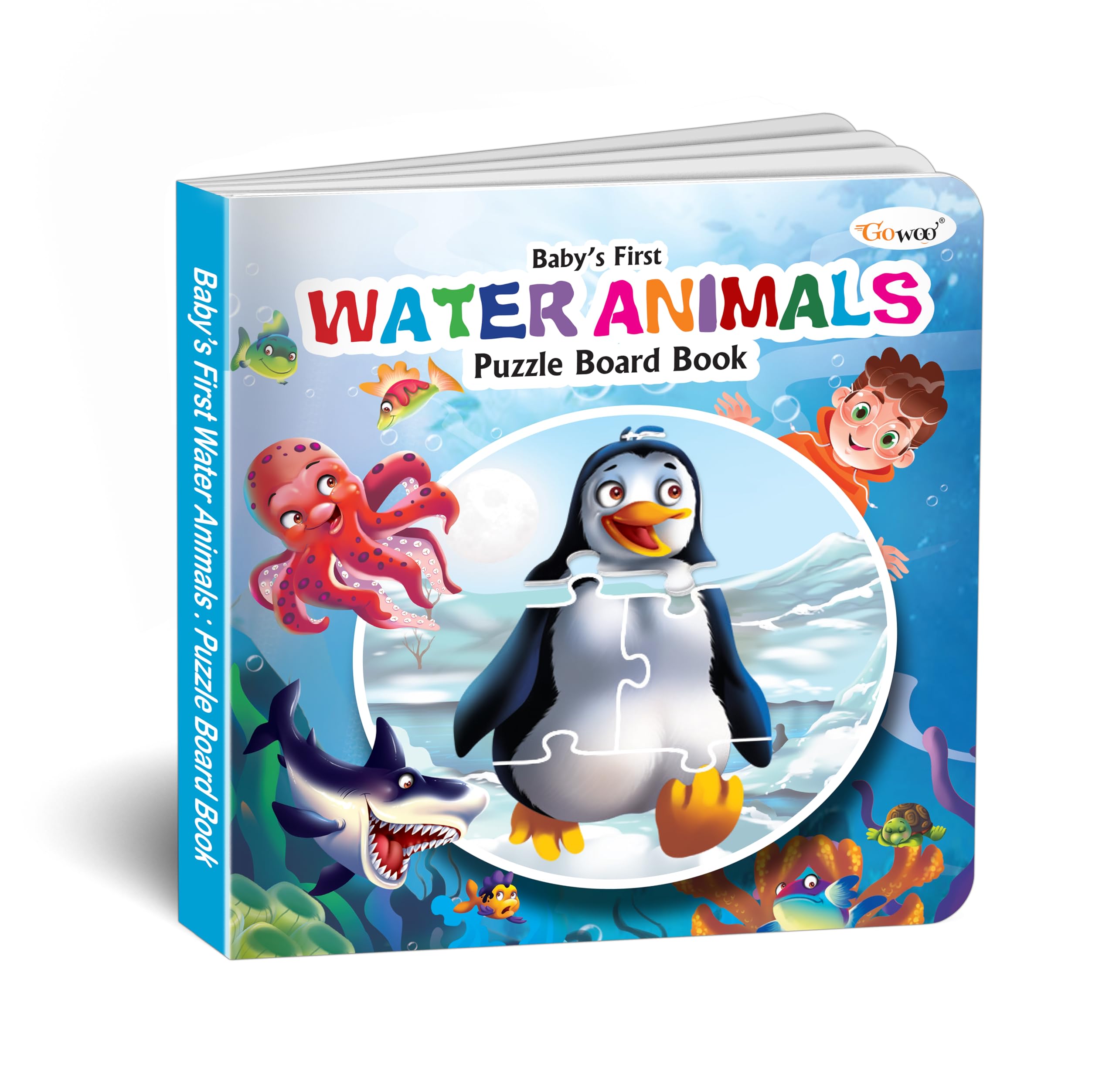 Babys First Water Animals Puzzle Board Book : Kids learning board book, SelfCorrecting Puzzles, Preschool learning puzzles bo