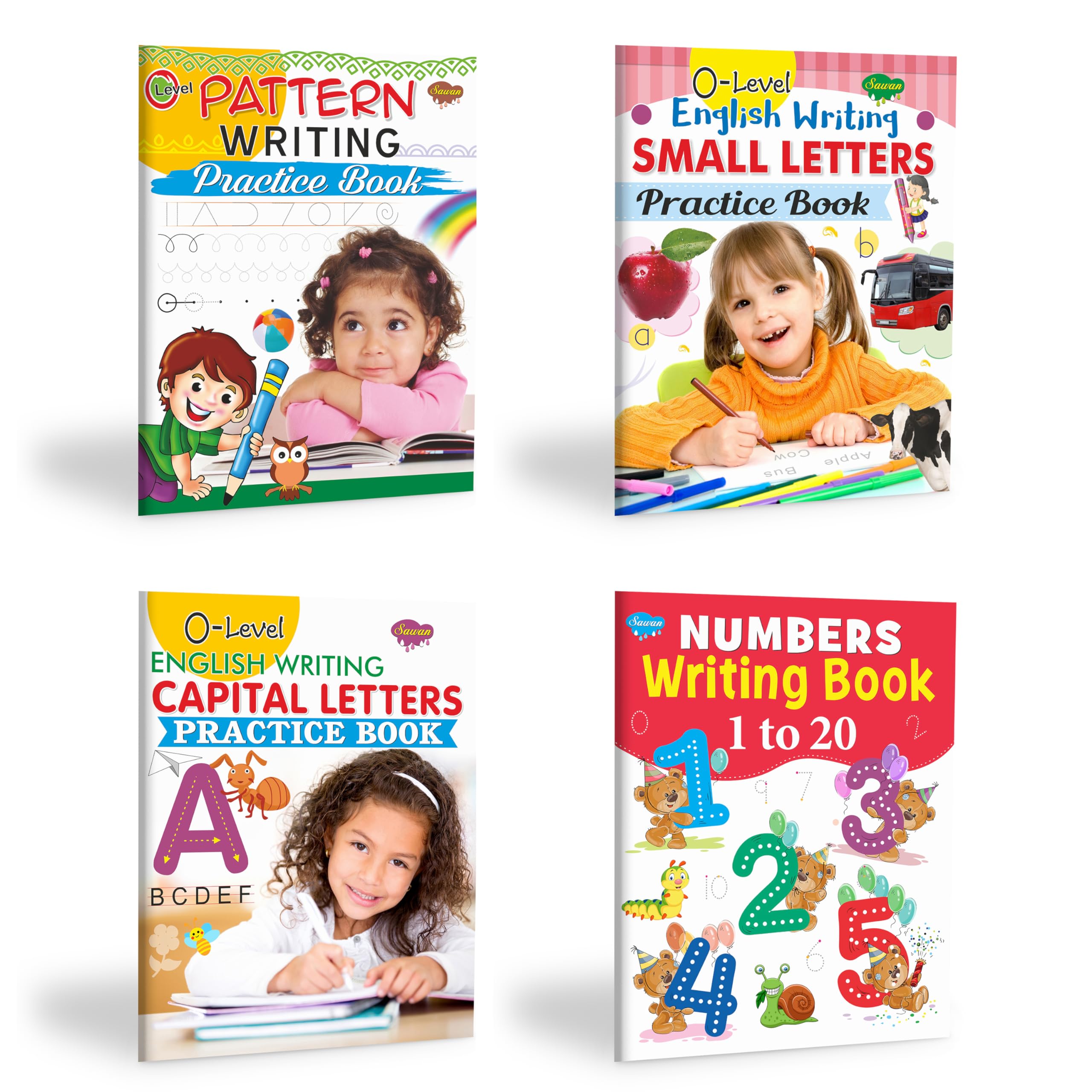 O  Level Pattern Writing, English Writing Small Letters, Capital Letters and Numbers Writing 120 Practice Book for kids: Writin