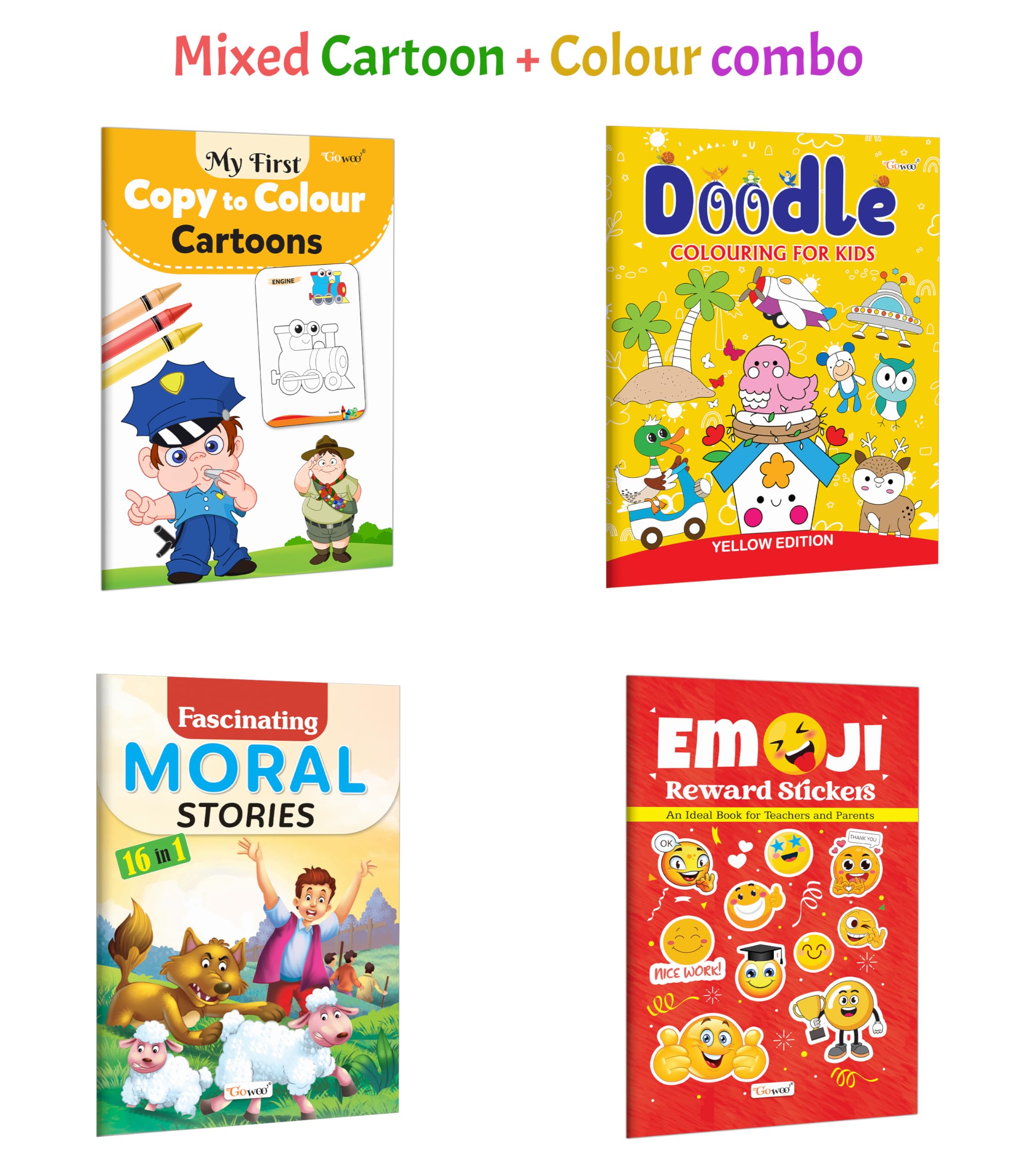 My First Copy to Colour  Cartoons, DOODLE COLOURING FOR KIDS  YELLOW EDITION and more : Cartoon colouring, doodle art fun, mo