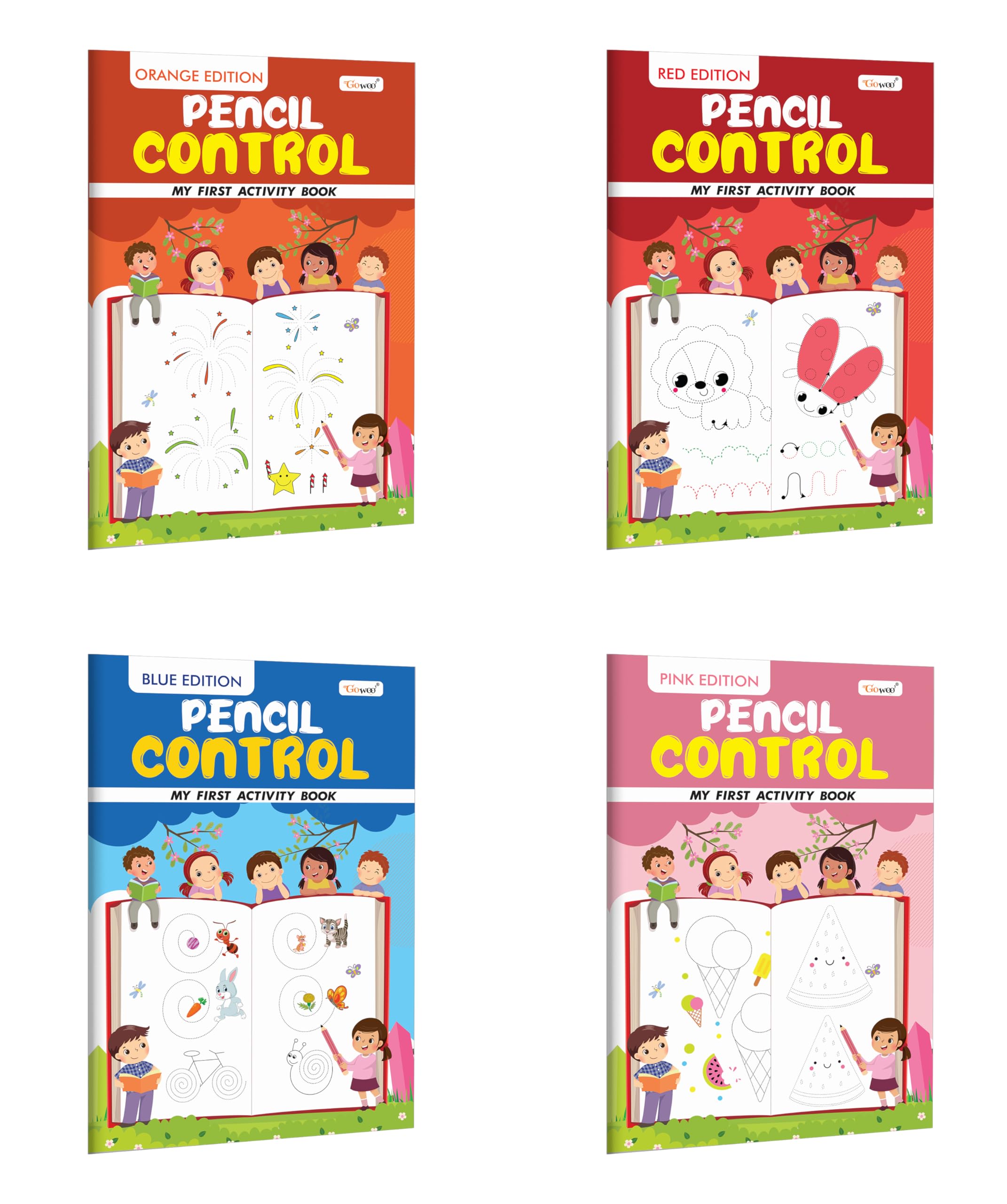 My First Activity Book Pencil Control  Blue, Pink, Orange and Red Edition : Adventure activity book for kids, Early learning b