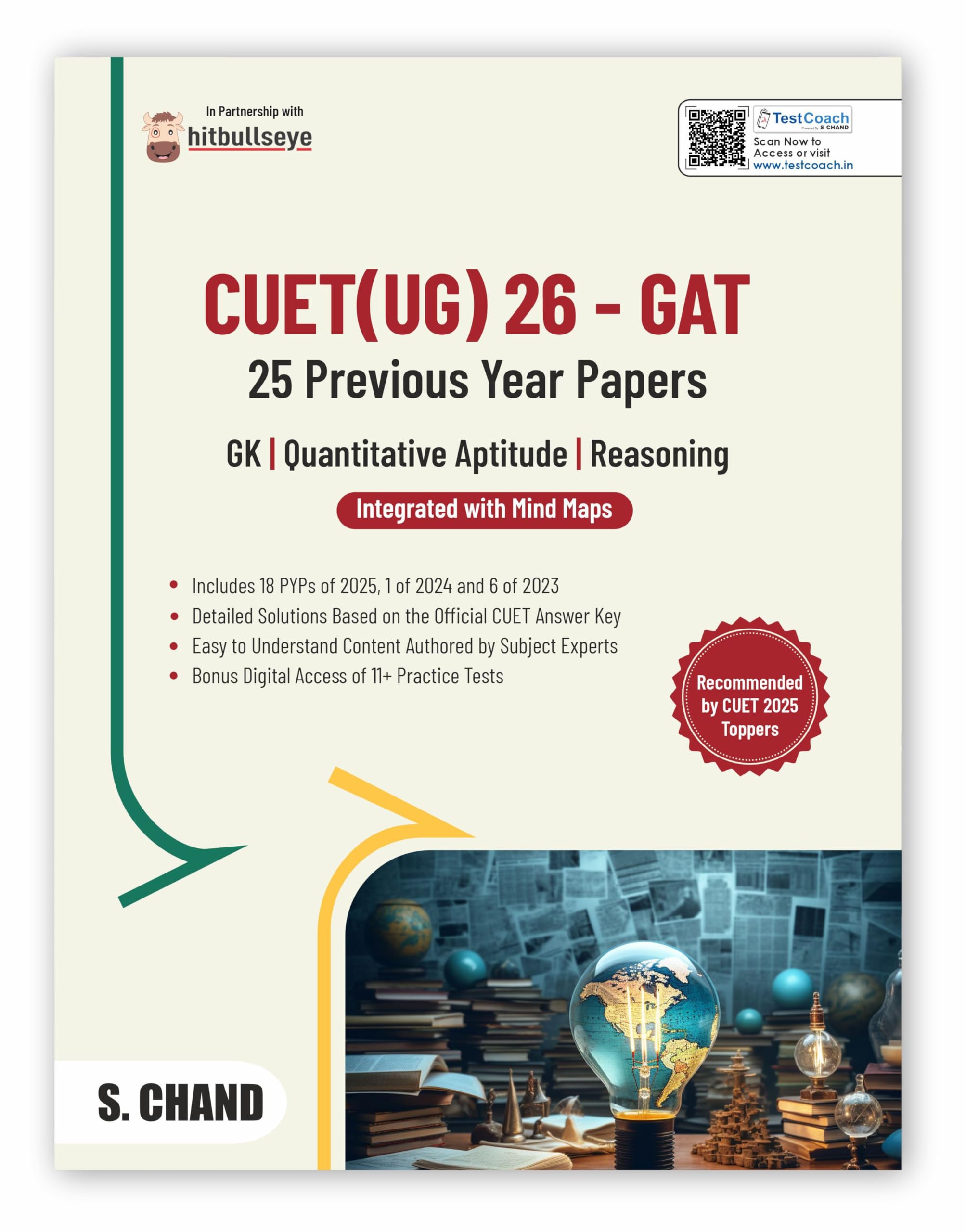 CUET UG 25 PYP Book GAT General Aptitude for Entrance Exam 2026 with Mind Maps | GK General Knowledge + Quantitative Aptitude Ma