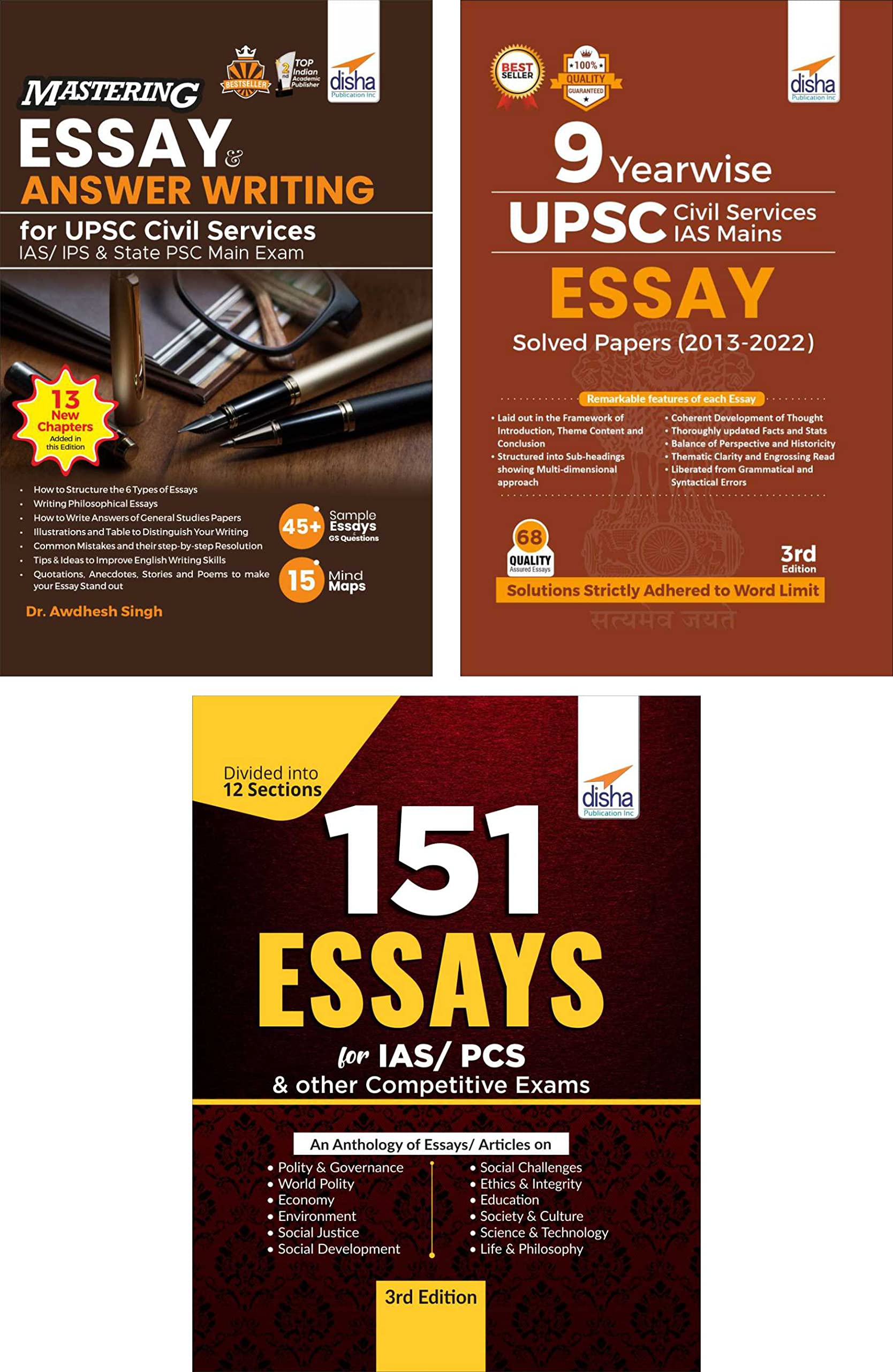 Combo  Mastering Essay Writing For Upsc & State Psc Civil Services Main Exam With Past 9 YearWise Solved Papers & 151 Practice