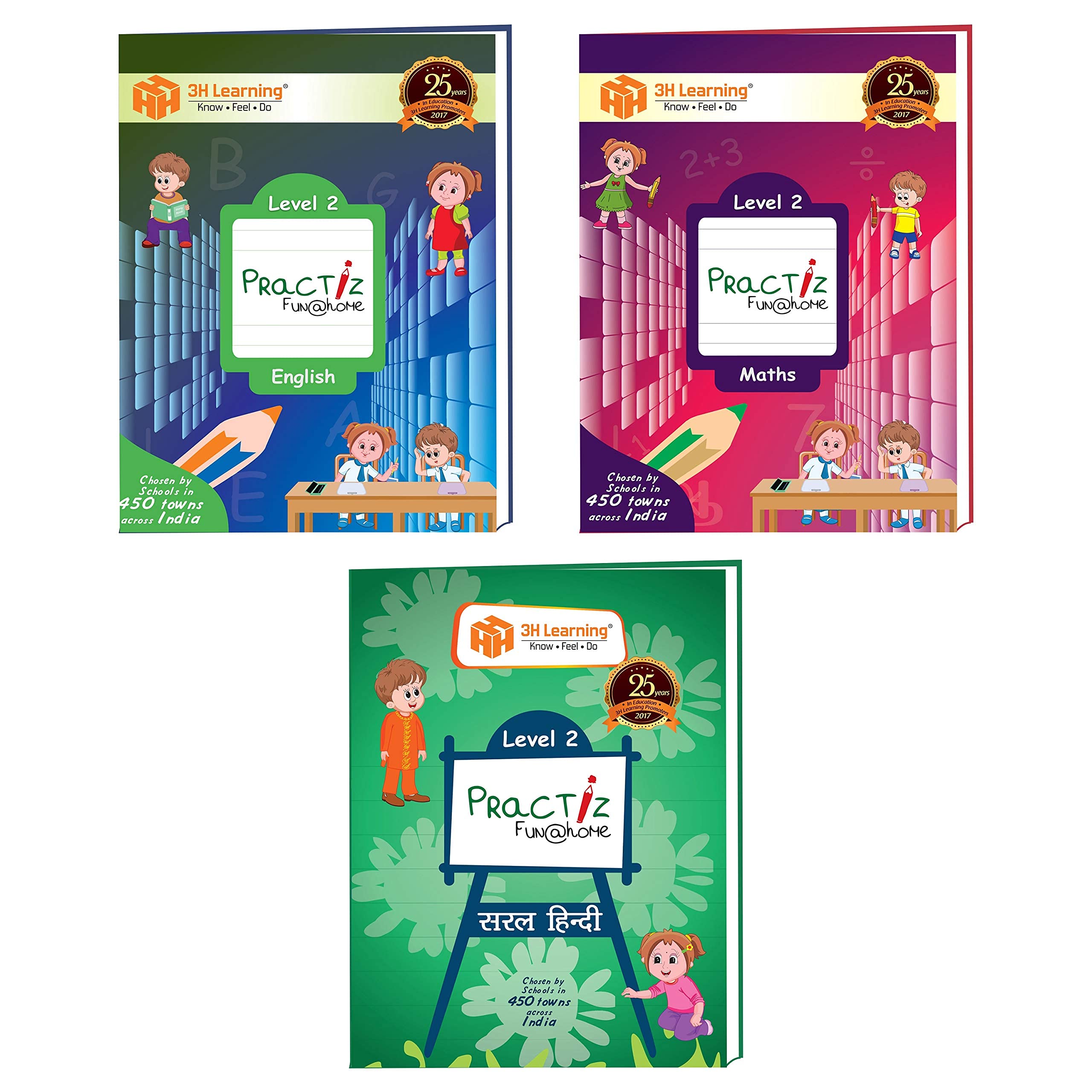 Ukg 240 Pages Writing Practice  Fun @ Home  Level 2 [English/Maths/Hindi] Power Combo Early Learning Worksheets For Kindergart