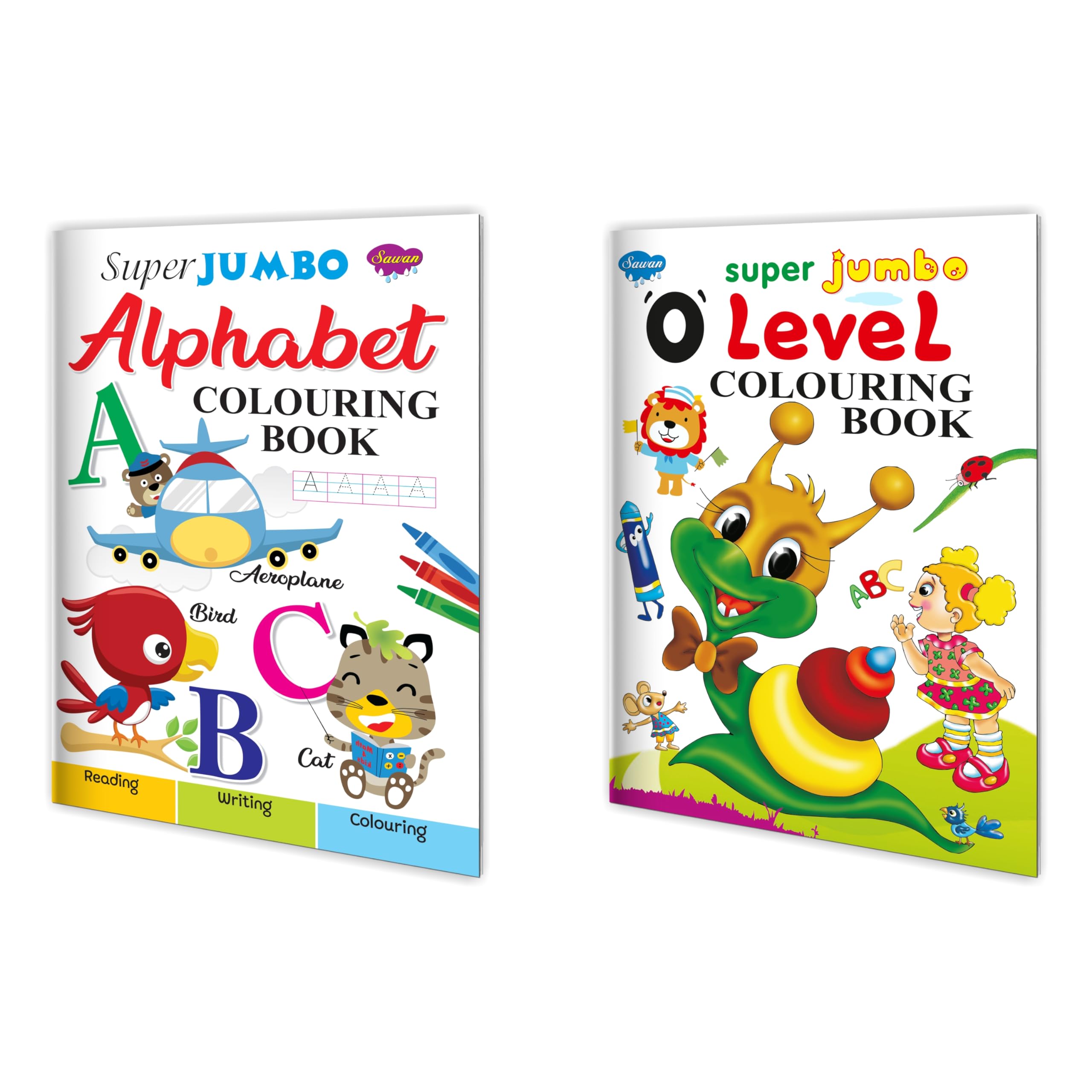 Super Jumbo Colouring Books 0Level And Alphabet (Reading, Writing, Colouring) | Pack Of 2 Books