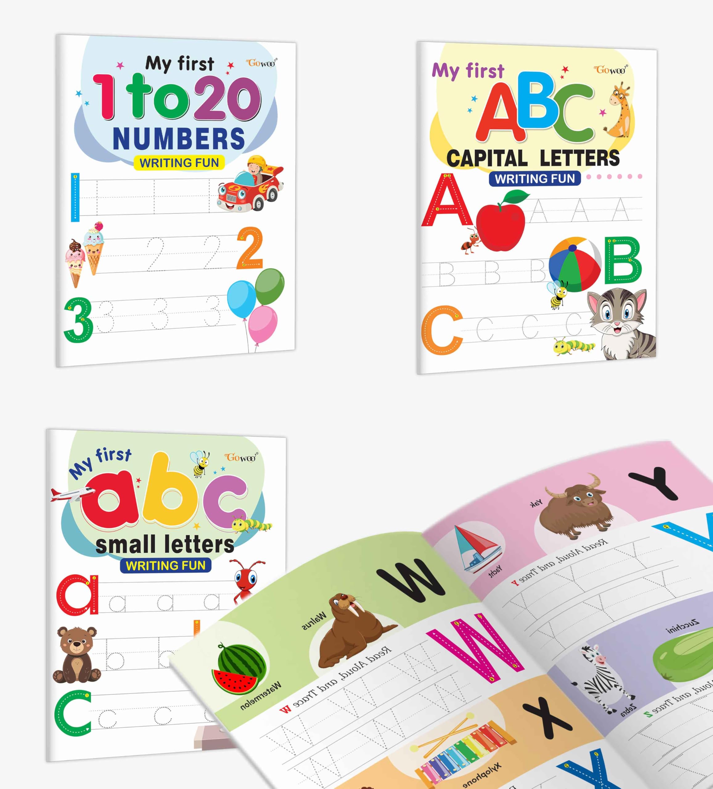 My First Capital Letters ABC, Small Letters abc and Numbers 120 Writing Fun : educational writing books, fun writing and tracin
