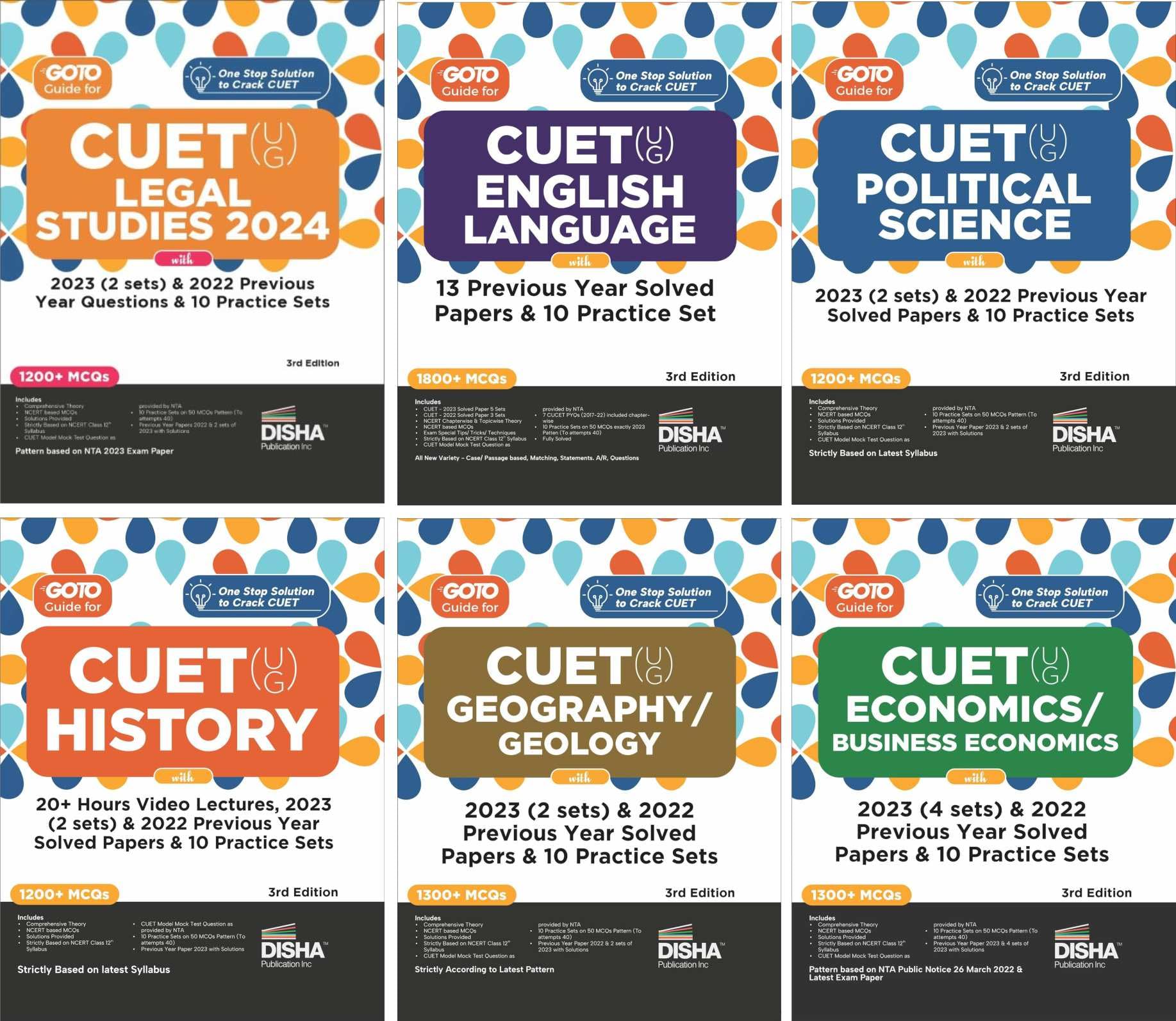 Combo (Set Of 6 Books) Go To Guides For Cuet (Ug) Humanities Stream  History, Political Science, Geography, Economics, English 