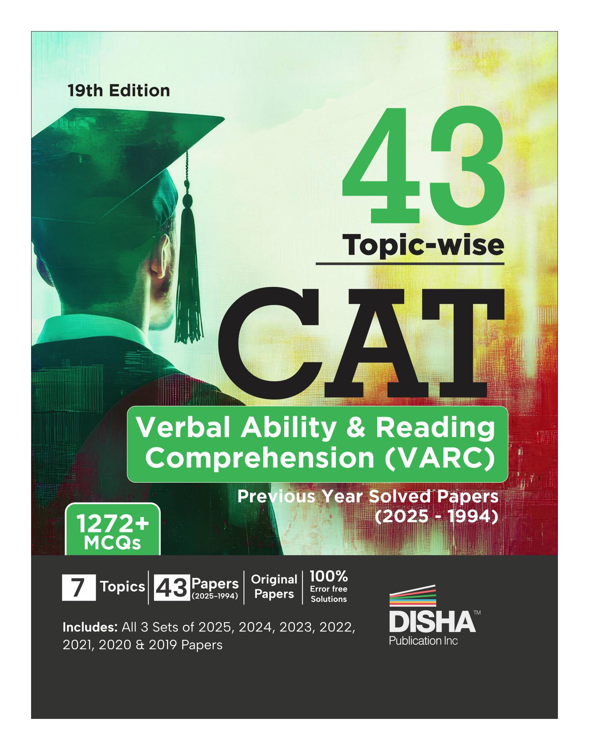 Disha 43 TopicWise Cat Verbal Ability & Reading Comprehension (Varc) Previous Year Solved Papers (2025  1994) 19Th Edition | P