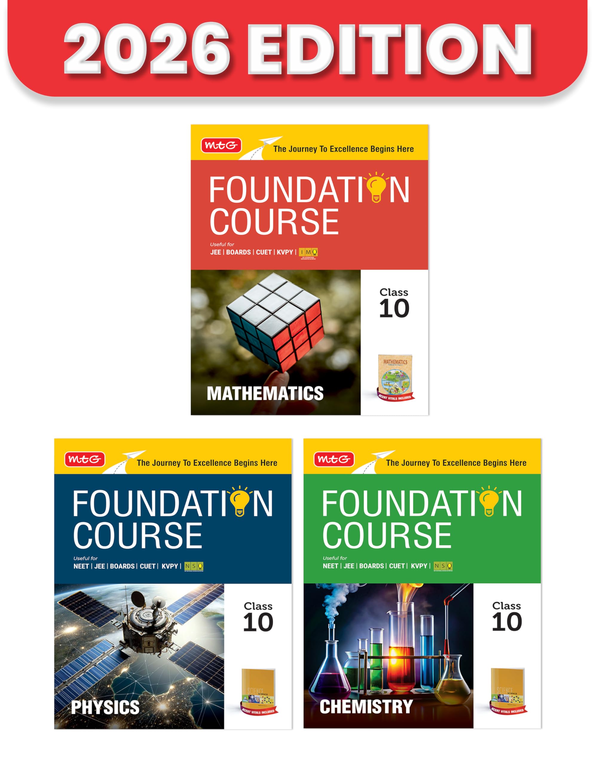 MTG Foundation Course Class 10 Physics, Chemistry & Mathematics (Set of 3 Books) For IITJEE, CUET & Boards Exams (Edition 2026