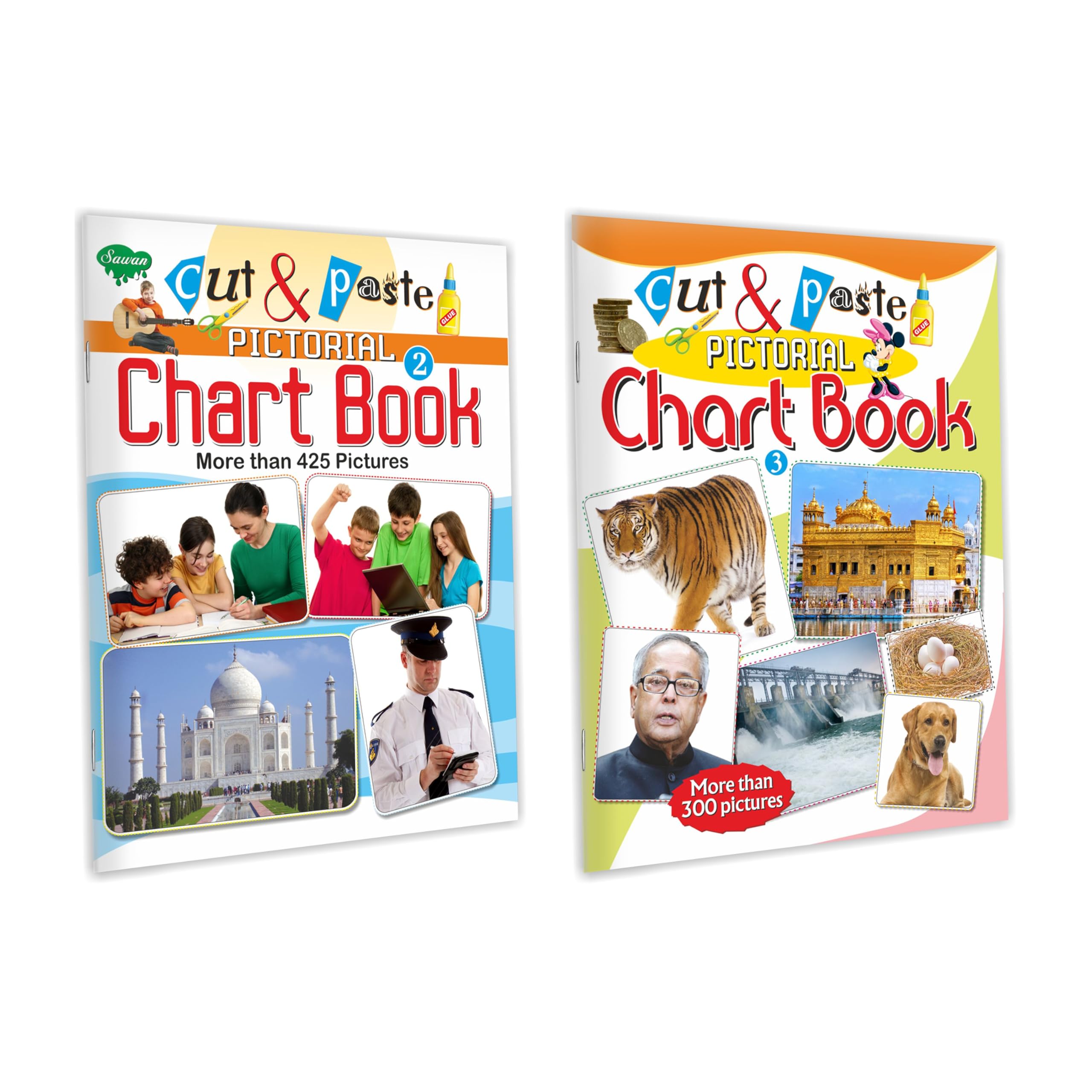 Set Of 2 Cute & Paste Chart Book, Pictorial Chart Book2 And Pictorial Chart Book3