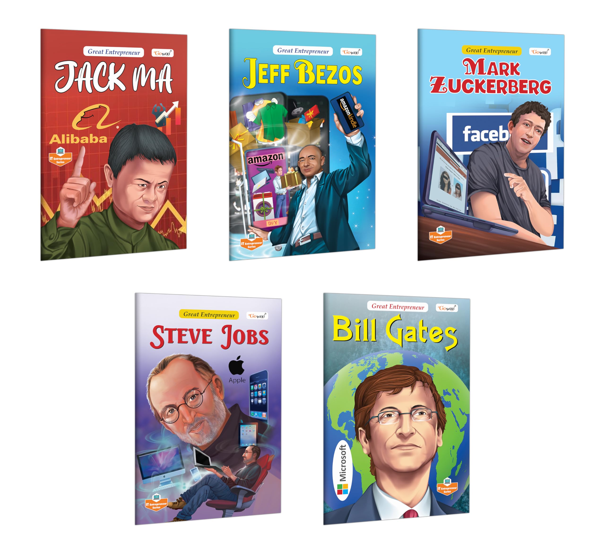 Bill Gates, Steve Jobs, Mark Zuckerberg, Jeff Bezos and Jack Ma (Great Entrepreneur) Story Books for Kids : Educational story bo
