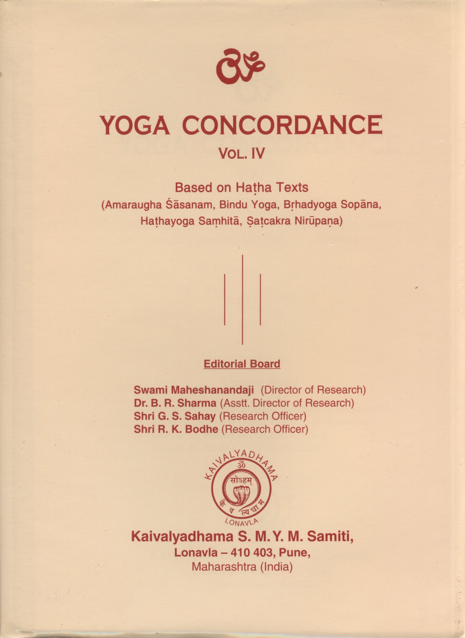 Yoga Concordance Vol 4