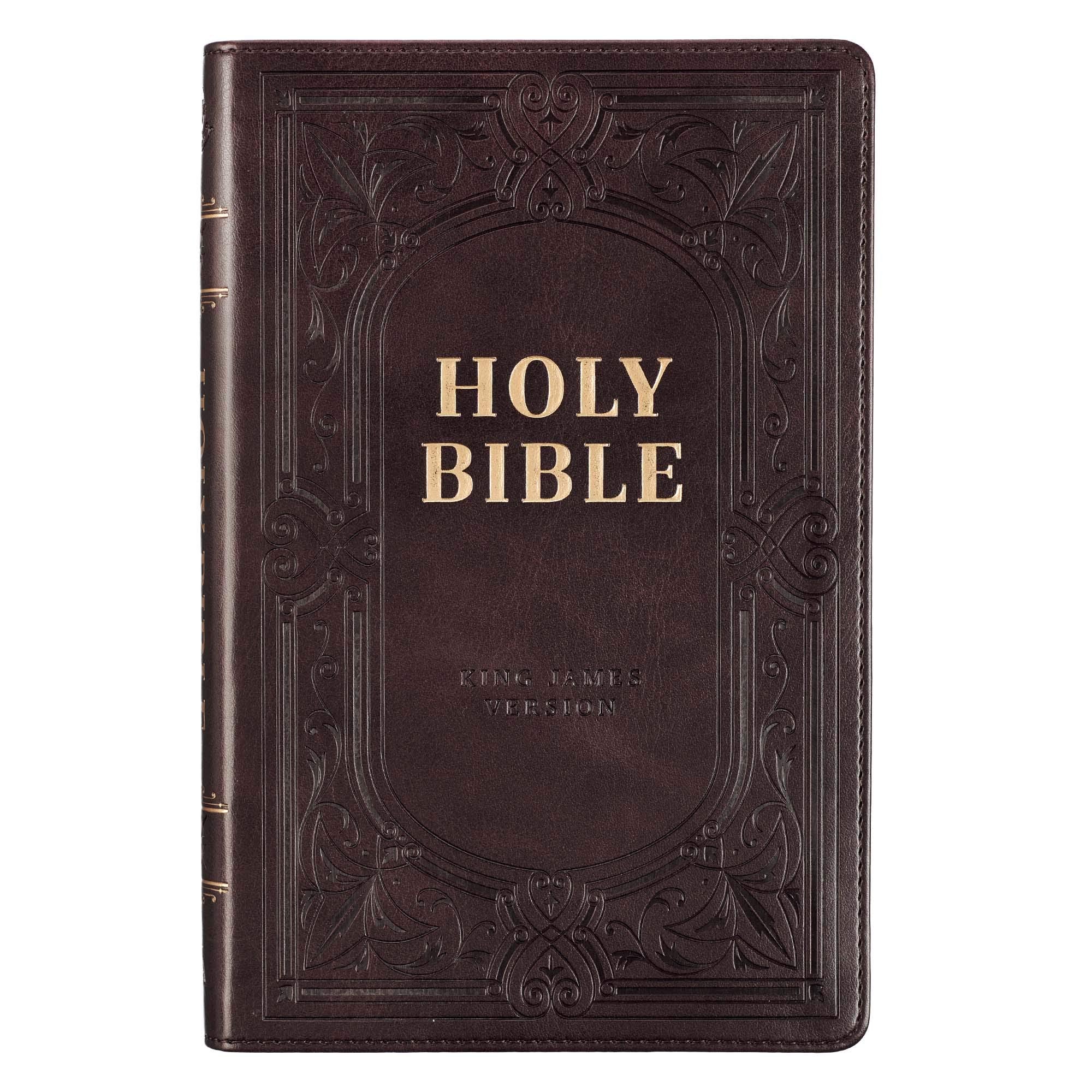 KJV Holy Bible, Standard Size Faux Leather Red Letter Edition Thumb Index & Ribbon Marker, King James Version, Dark Brown (KJV D