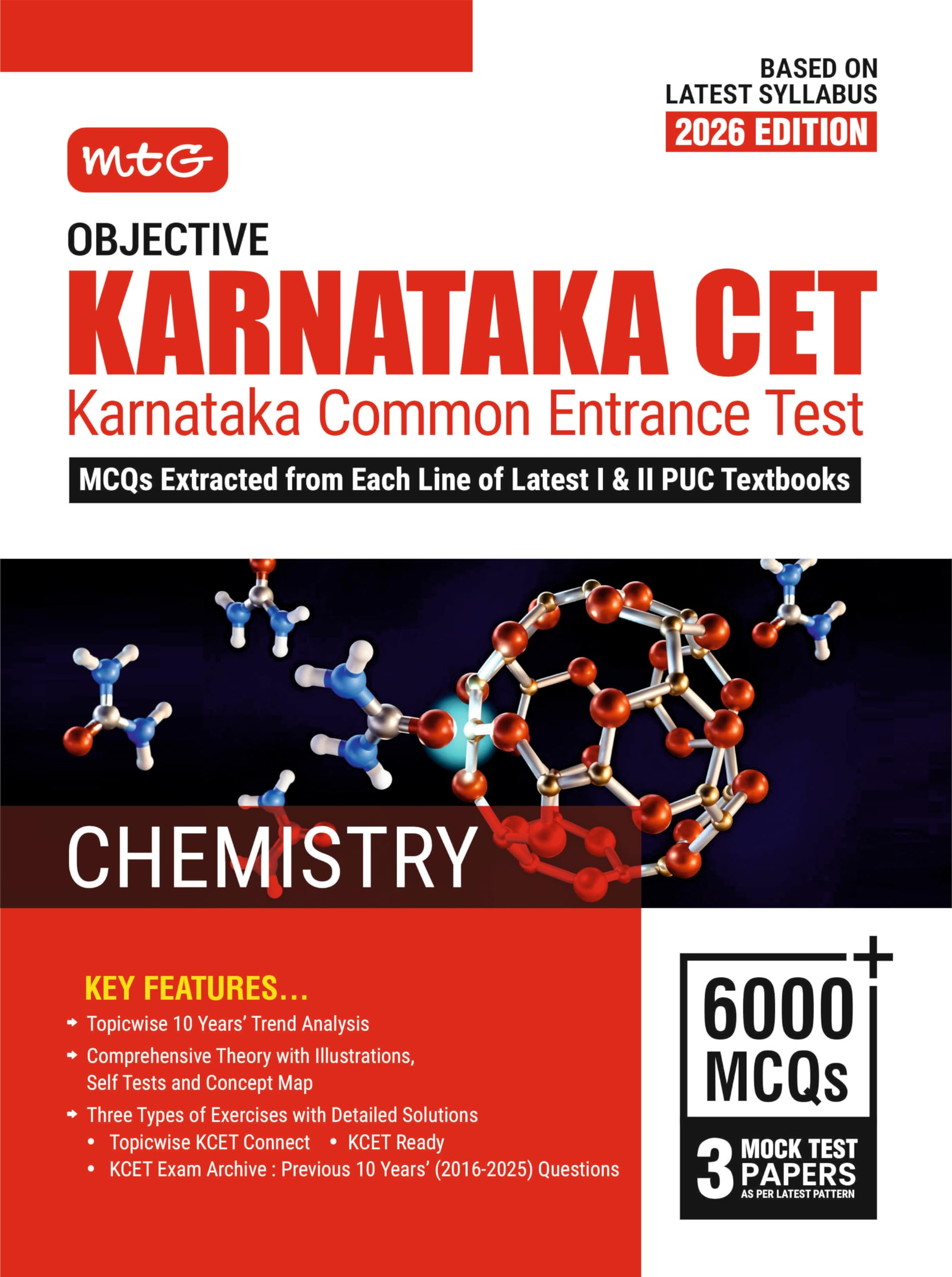 MTG Objective Karnataka CET (KCET) Chemistry Book For 2026 Exam | Topicwise Comprehensive Theory with Previous 10 Years Solved Q