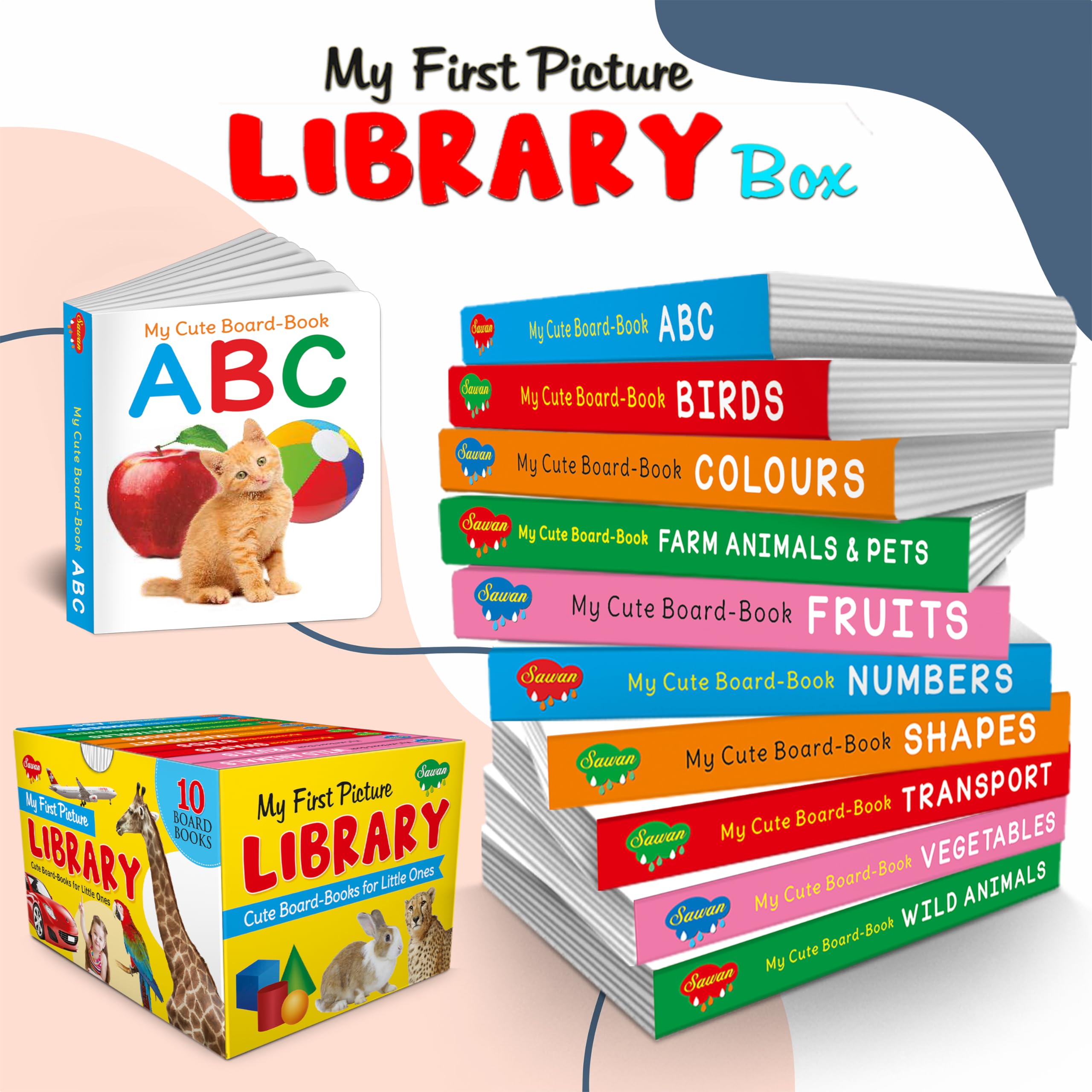 Lkg Class Picture Book Box Set : Board Books For Children, All In One essential Board Book, Gift Set For Kids Picture Library Bo