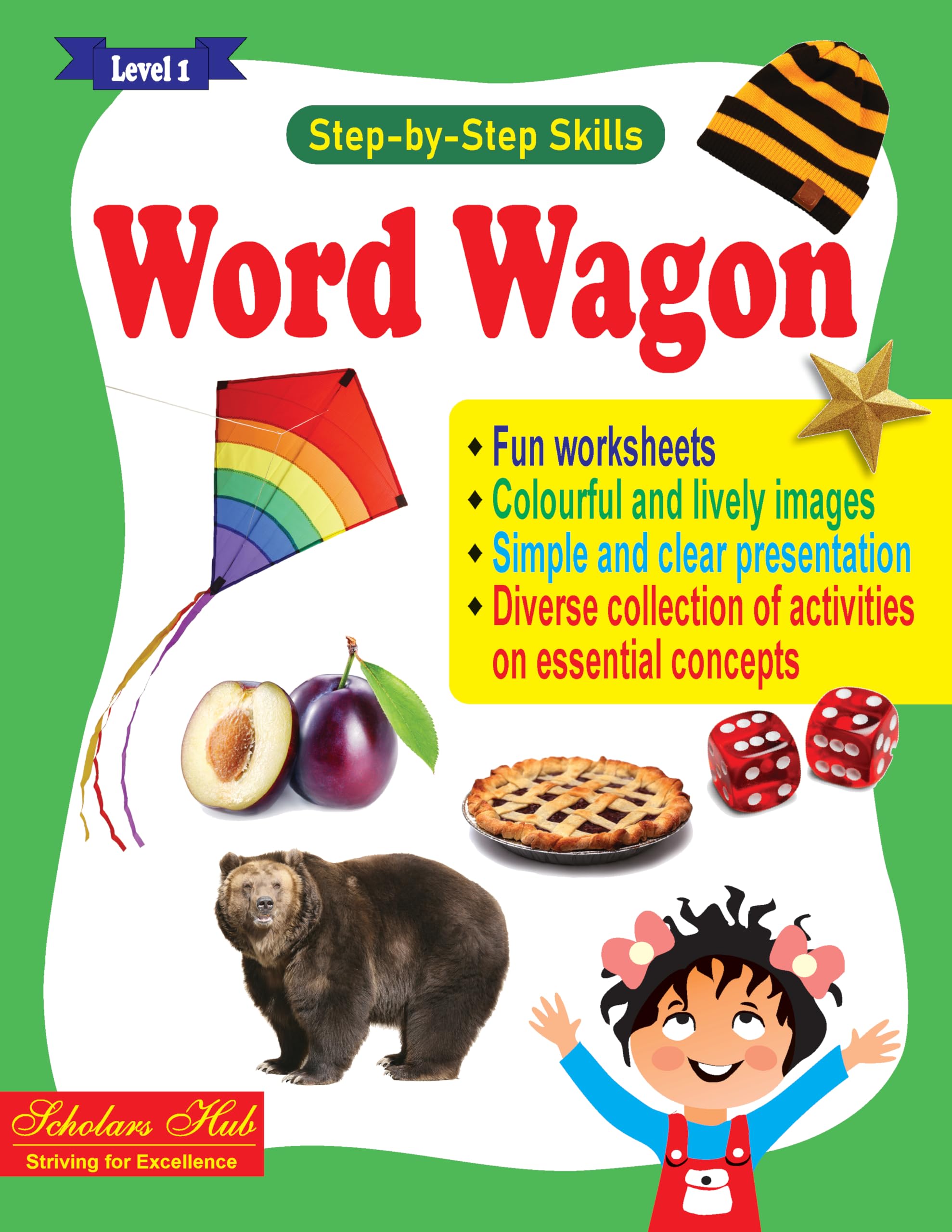 STEP BY STEP SKILLS WORD WAGON LEVEL1 (Tearable Worksheets) | 36 Letter Words & Sight Words Colourful worksheets for Ages 46