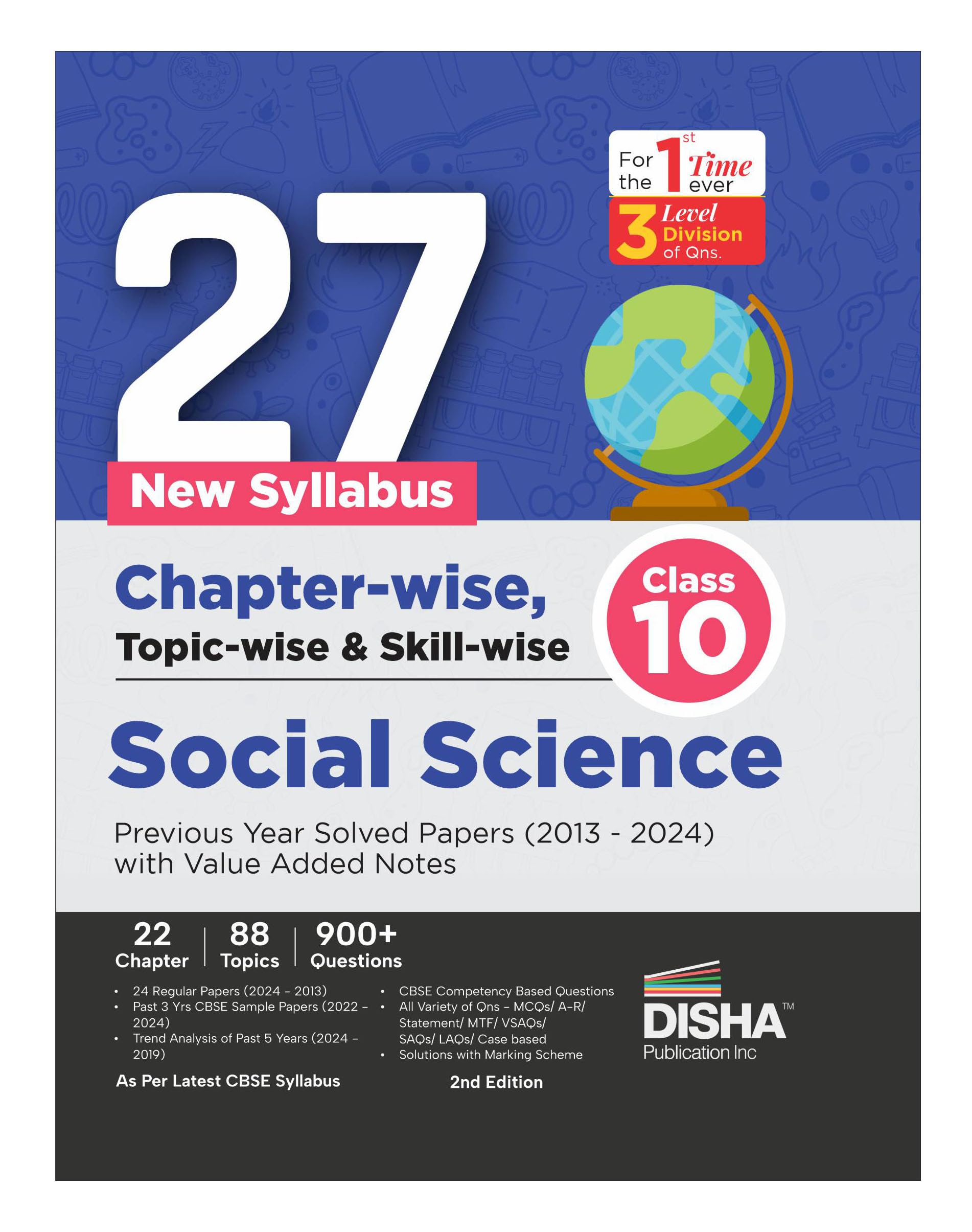 27 New Syllabus ChapterWise, TopicWise & SkillWise Cbse Class 10 Social Science Previous Year Solved Papers (2013  2024) Wit
