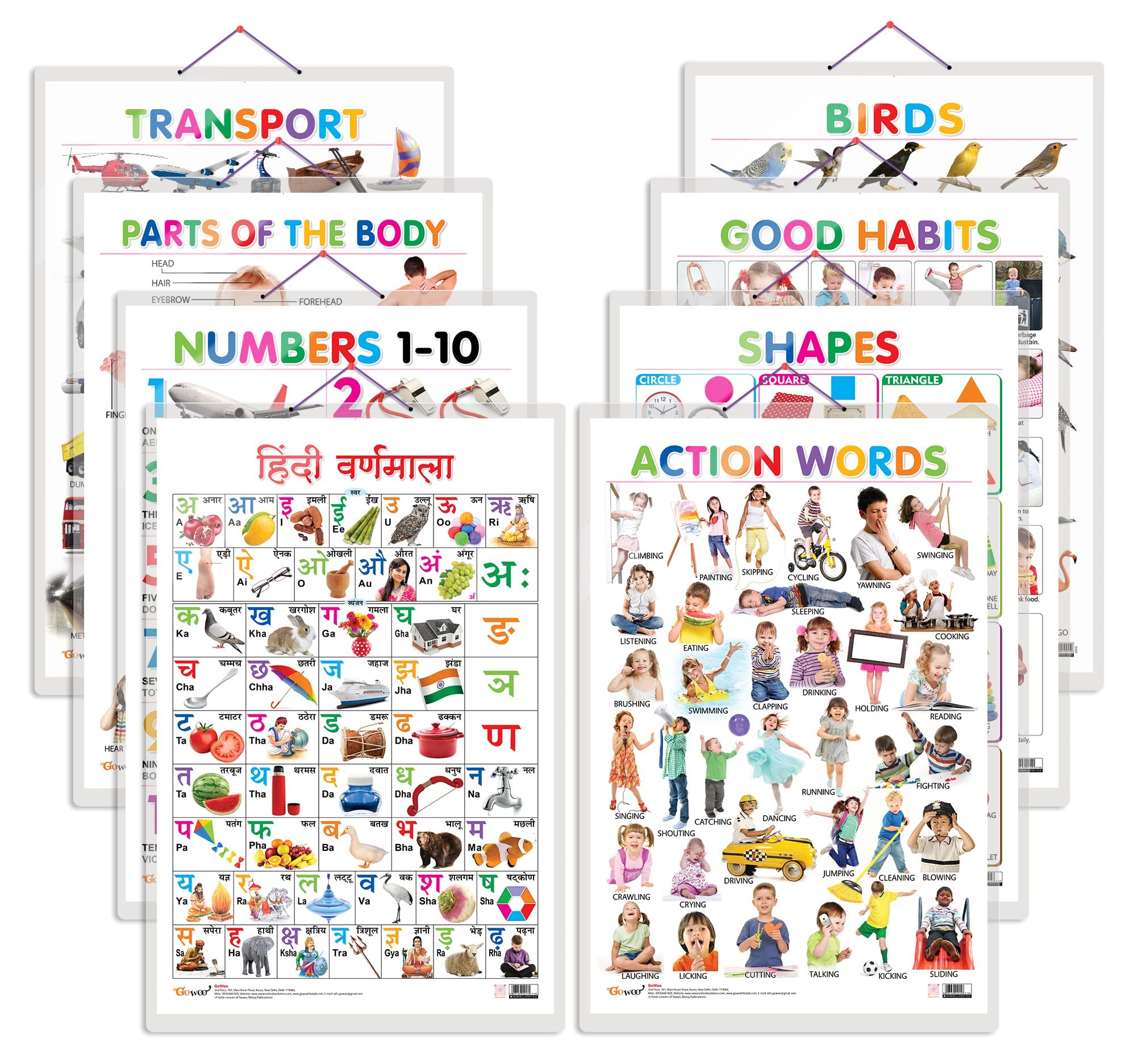 All In One Hard Laminated Educational Chart | Pack Of 8 Charts (V2) [Hardcover] Sawan