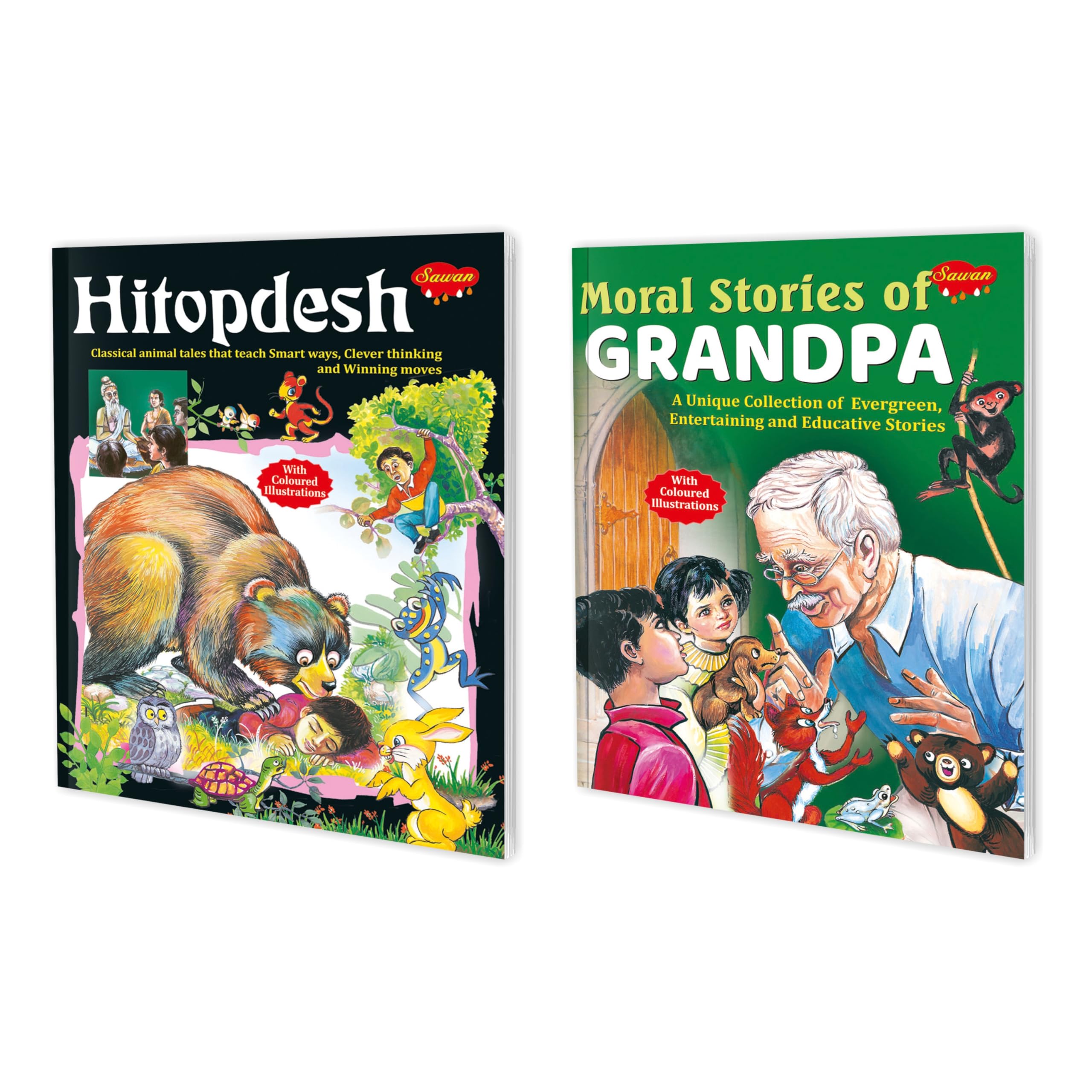 Set Of 2 Books | Children Story Books : Hitopadesh And Moral Stories Of Grandpa