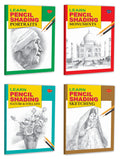 Manoj Publications Set Of 4 Pencil Shading Books (Learn Pencil Shading Portraits, Monuments, Nature And Still Life, Sketching)