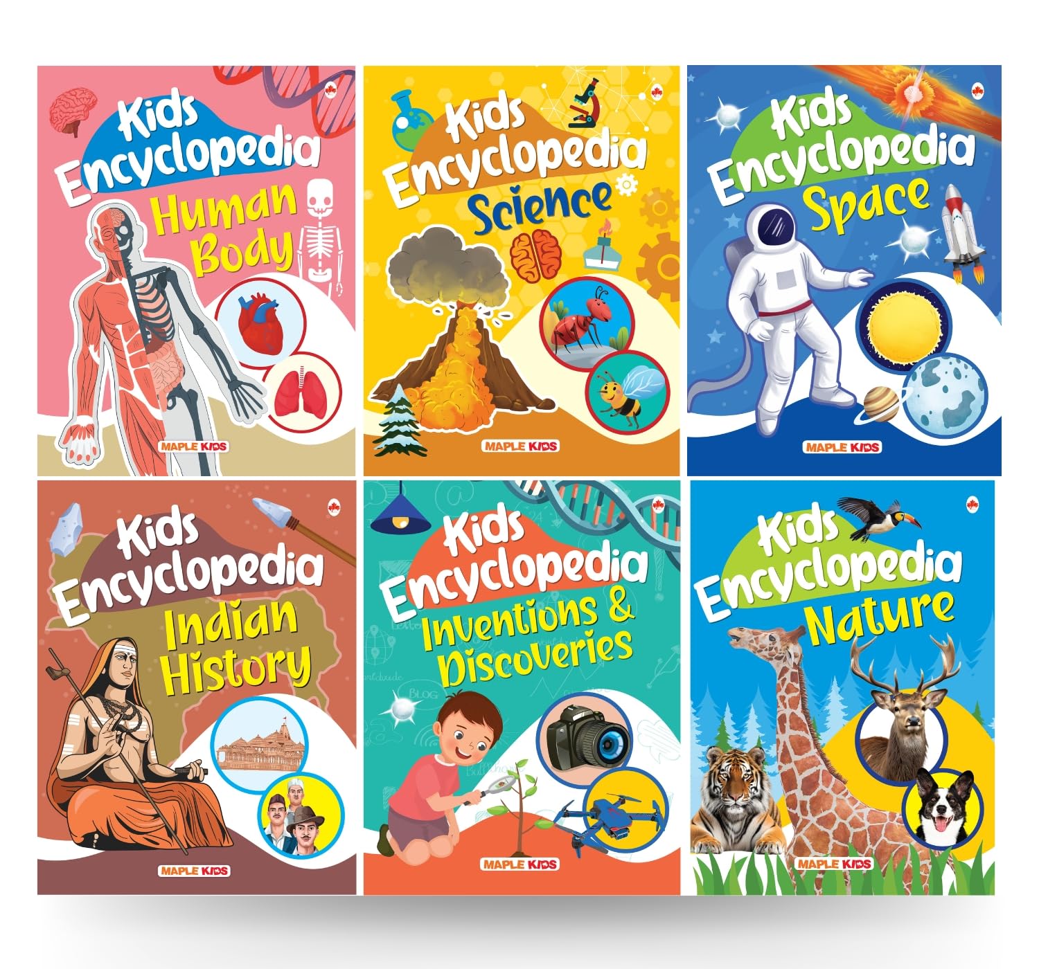 Kids Encyclopedia (Set of 6 Books) (Illustrated)  Human Body, Science, Space, Nature, Inventions and Discoveries, Indian Histor
