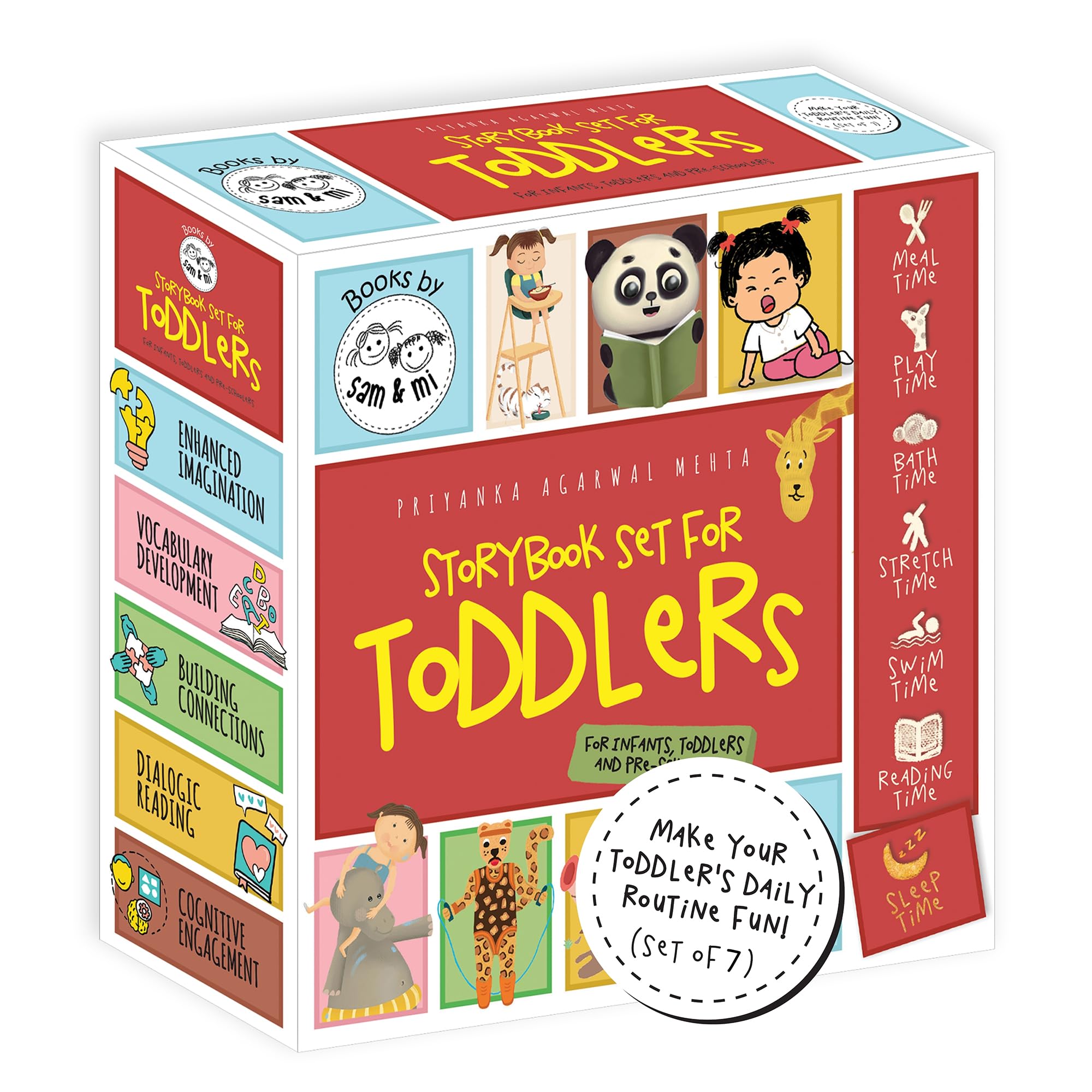 Toddlers Book Set by SAM & MI | 7 Board Books for Kids | Daily Routine Stories from Mealtime to Bedtime | Fun ScreenFree Early 