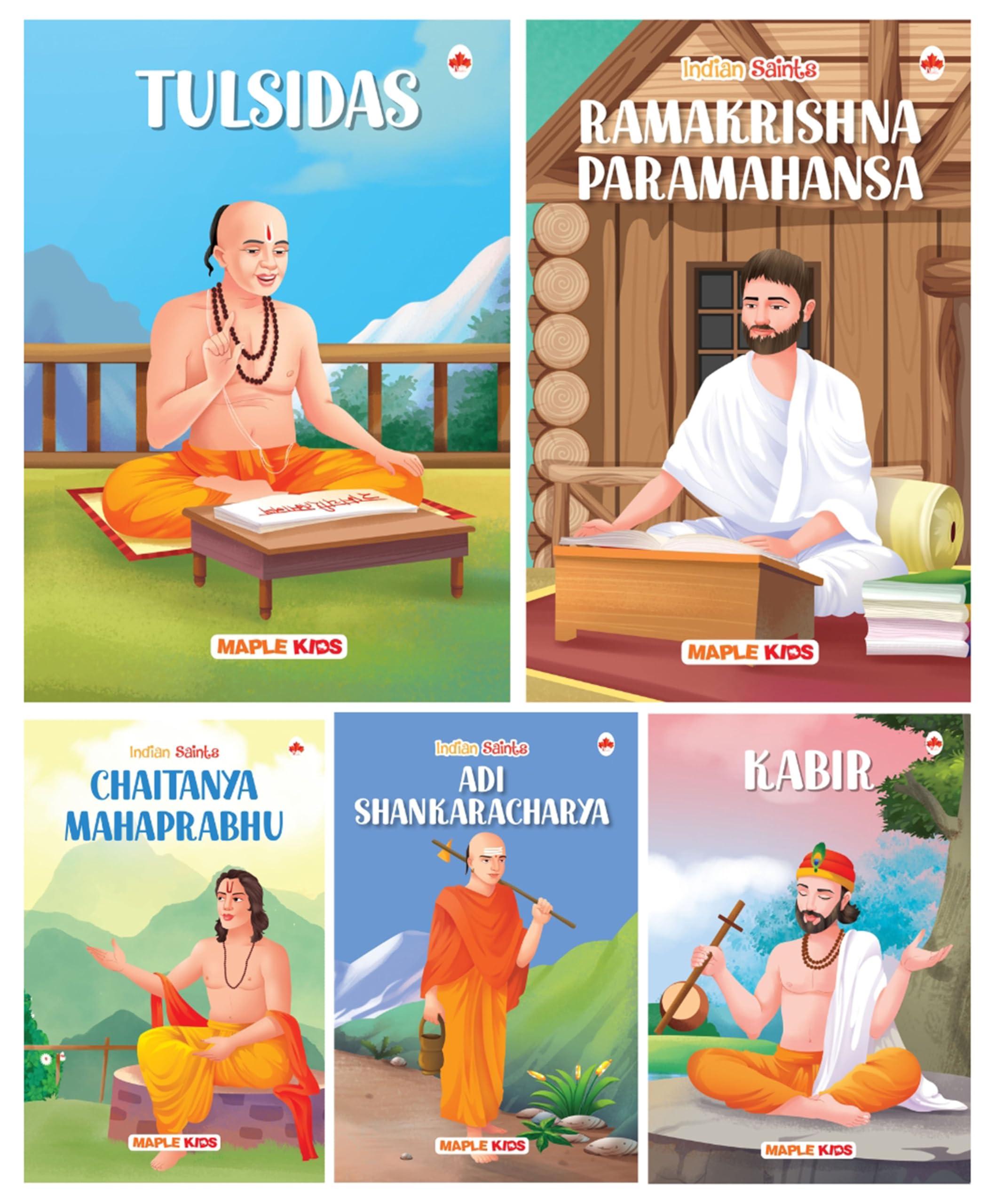 Story Books for Kids  Indian Saints (Set of 5 Books)  Ramakrishna Paramahansa, Adi Shankaracharya, Chaitanya Mahaprabhu, Tulsi