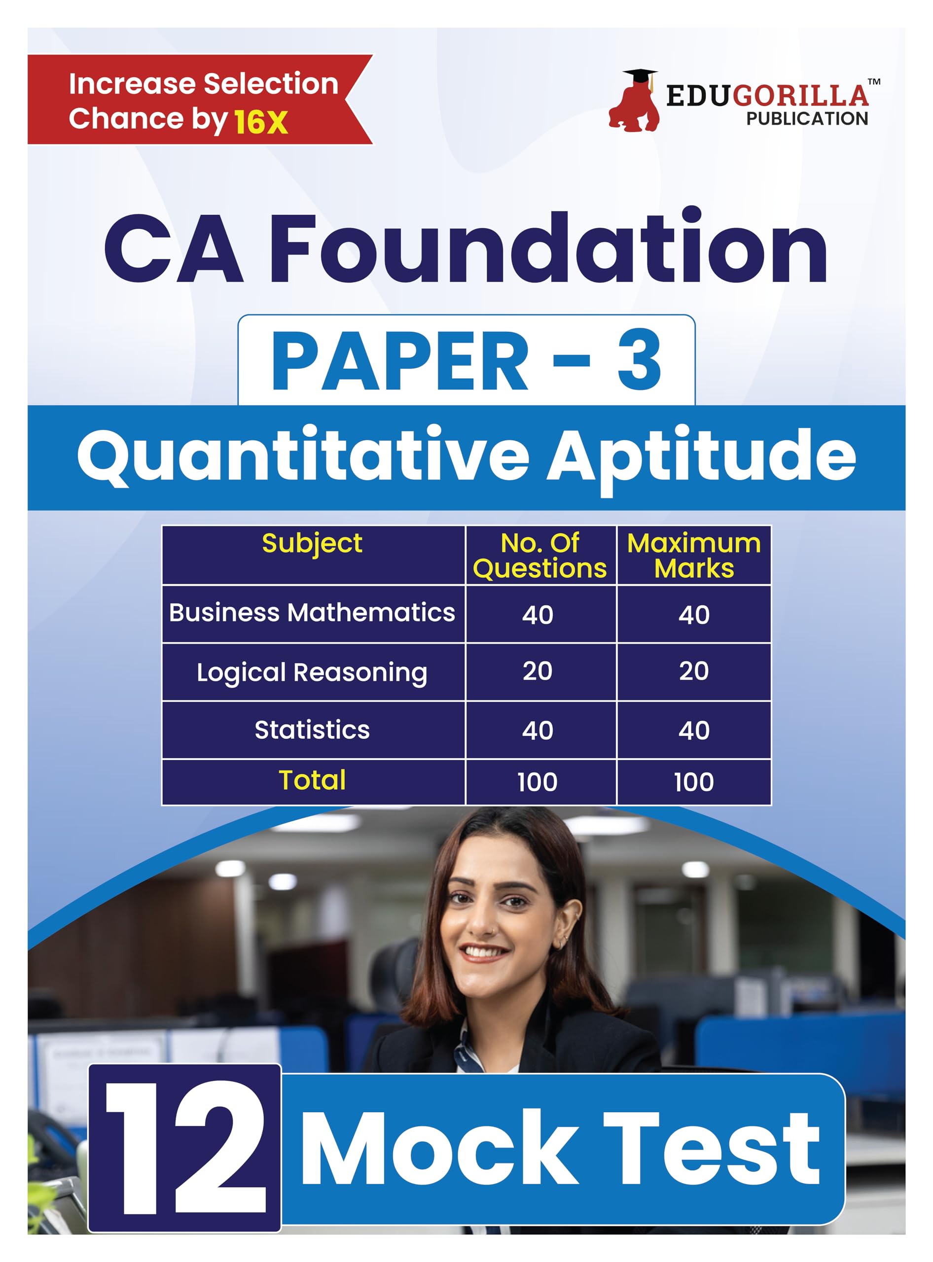 Ca Foundation Paper 3 : Quantitative Aptitude Book 2024 | Bussiness Mathematics, Logical Reasoning & Statistics  12 FullLength