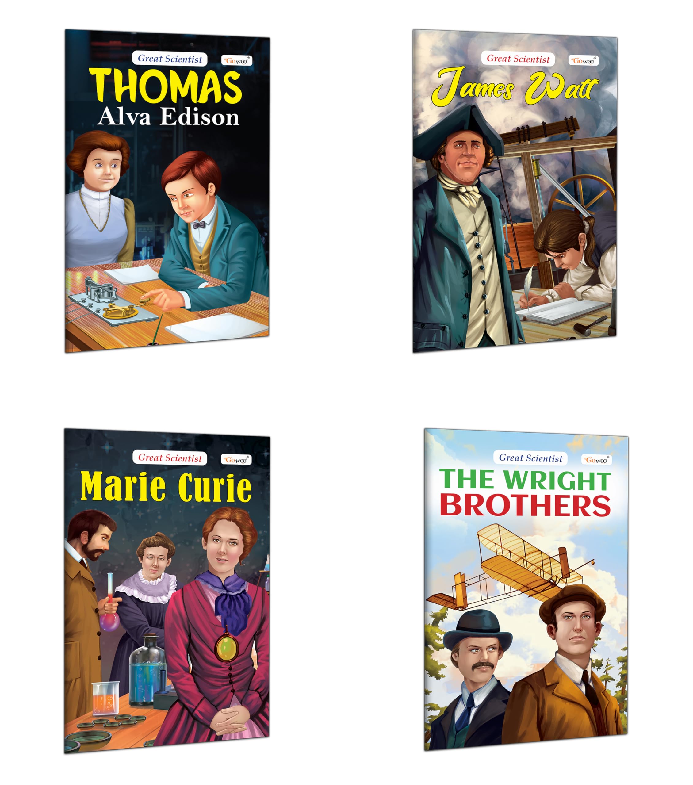 Story Books for Kids : James Watt, Marie Curie, The Wright Brothers and Thomas Alva Edison (Great Scientists)  Early learning b
