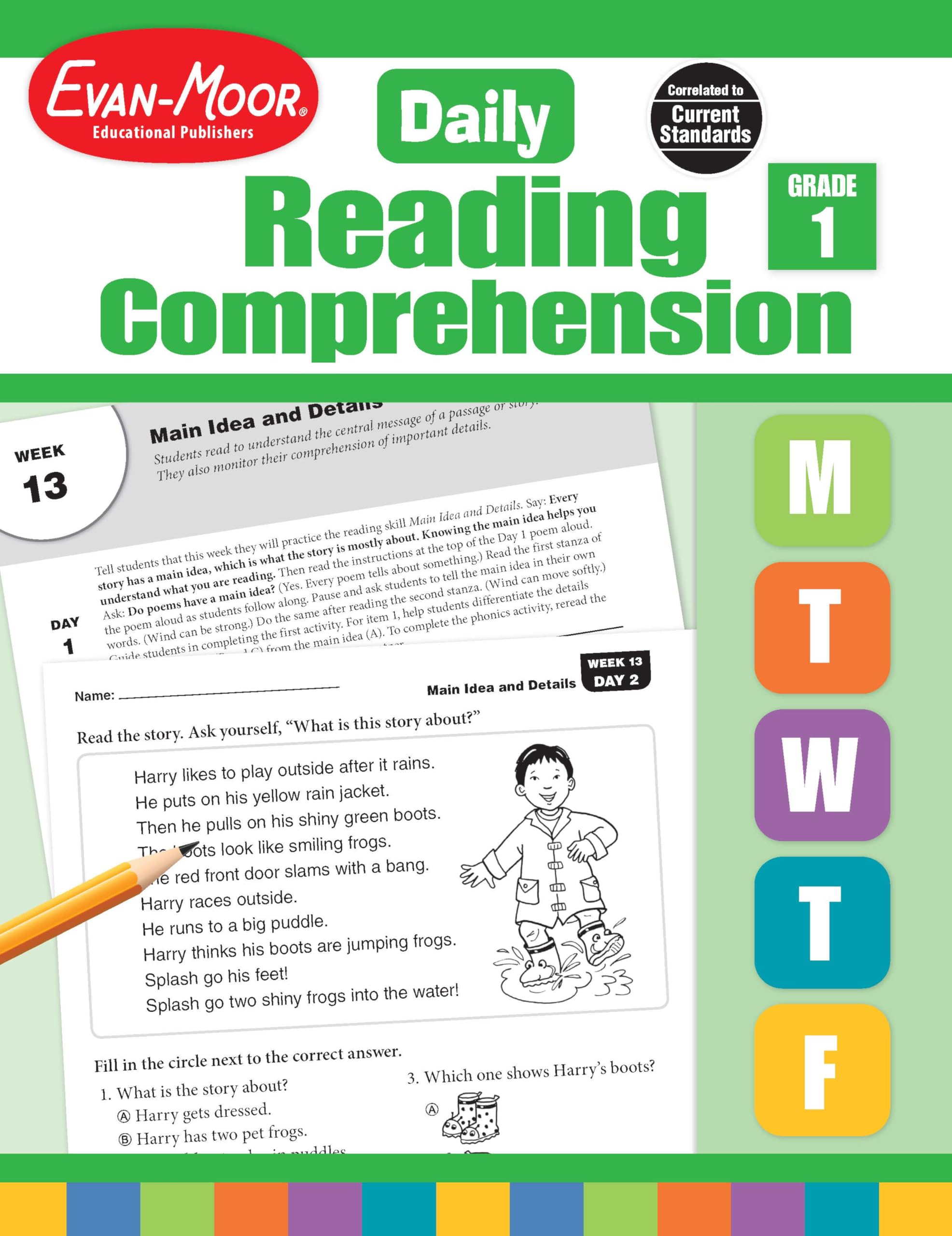EvanMoor Daily Reading Comprehension, Grade 1  Homeschooling & Classroom Resource Workbook, Reproducible Worksheets, Teaching 
