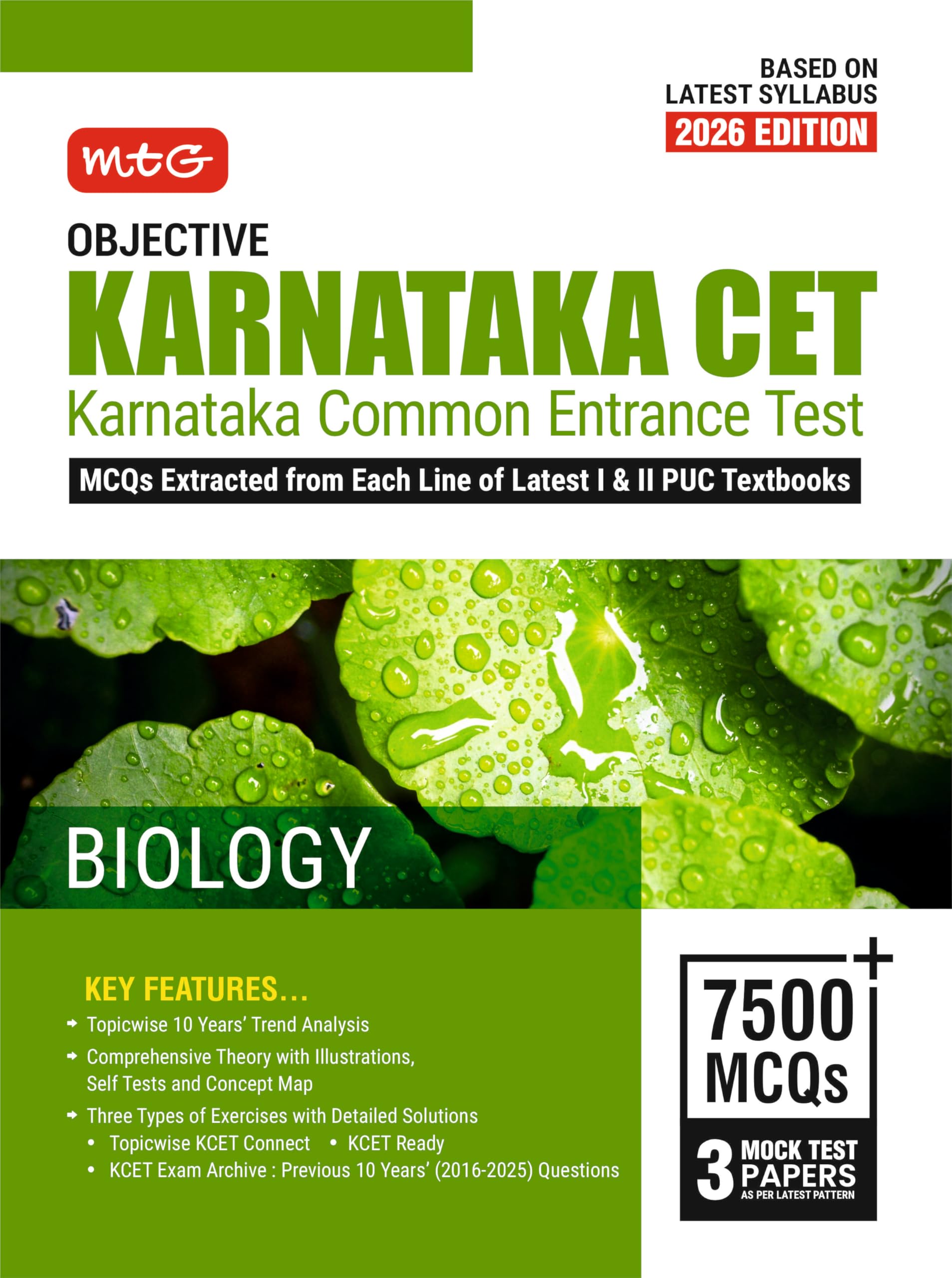 MTG Objective Karnataka CET (KCET) Biology Book For 2026 Exam | Topicwise Comprehensive Theory with Previous 10 Years Solved Que