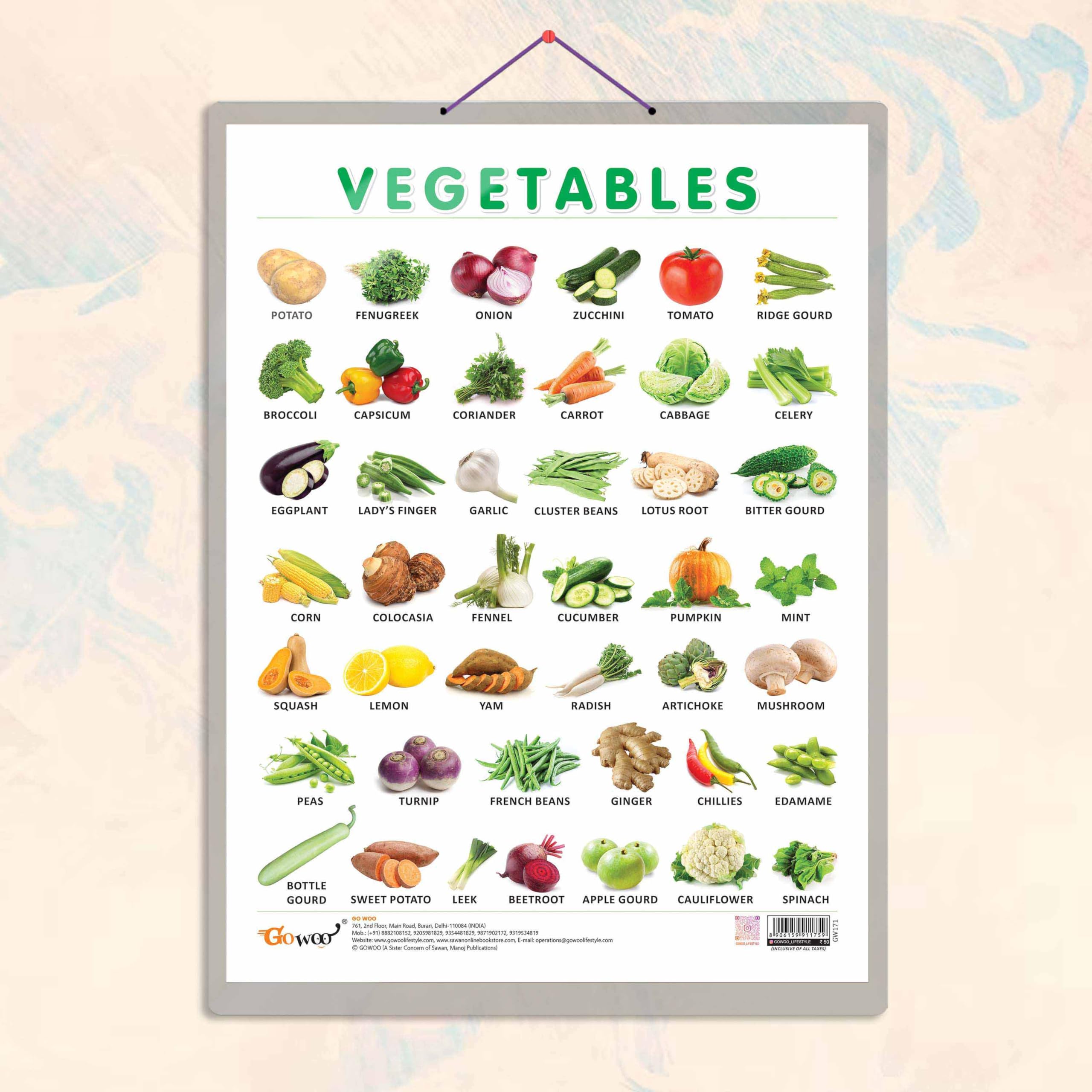 VEGETABLE CHART HARD LAMINATED | Veggie Wonderland Chart