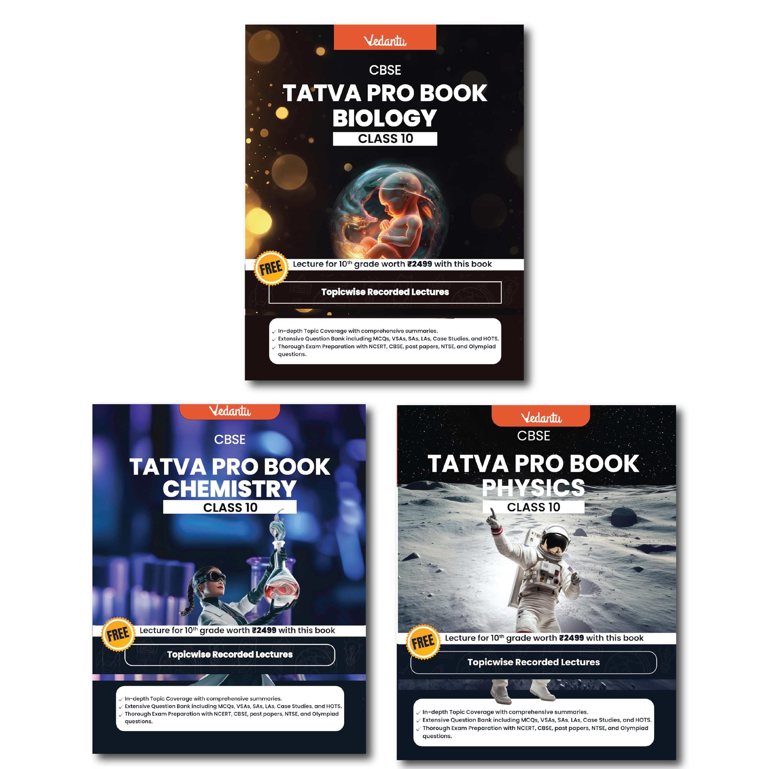 Vedantu Tatva Pro CBSE Class 10 Question Bank Science Books | Set of 3 Book : Physics, Chemistry, Biology |Chapterwise  Topicwi