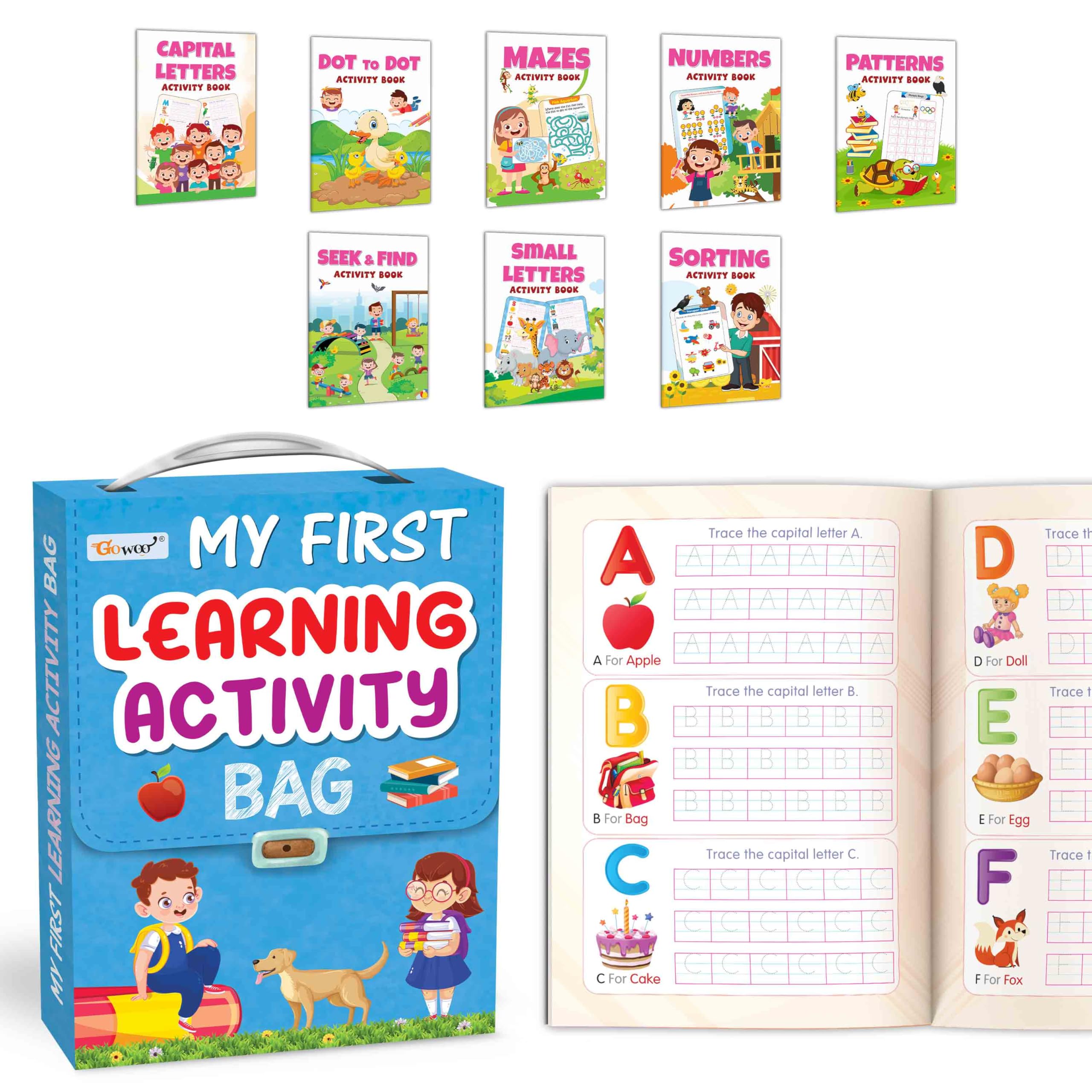 Gift Set For Kids Picture Library Bag : Early Learning Picture Activity Book Collections, Essential Activity Book, Bag Of 8 Acti