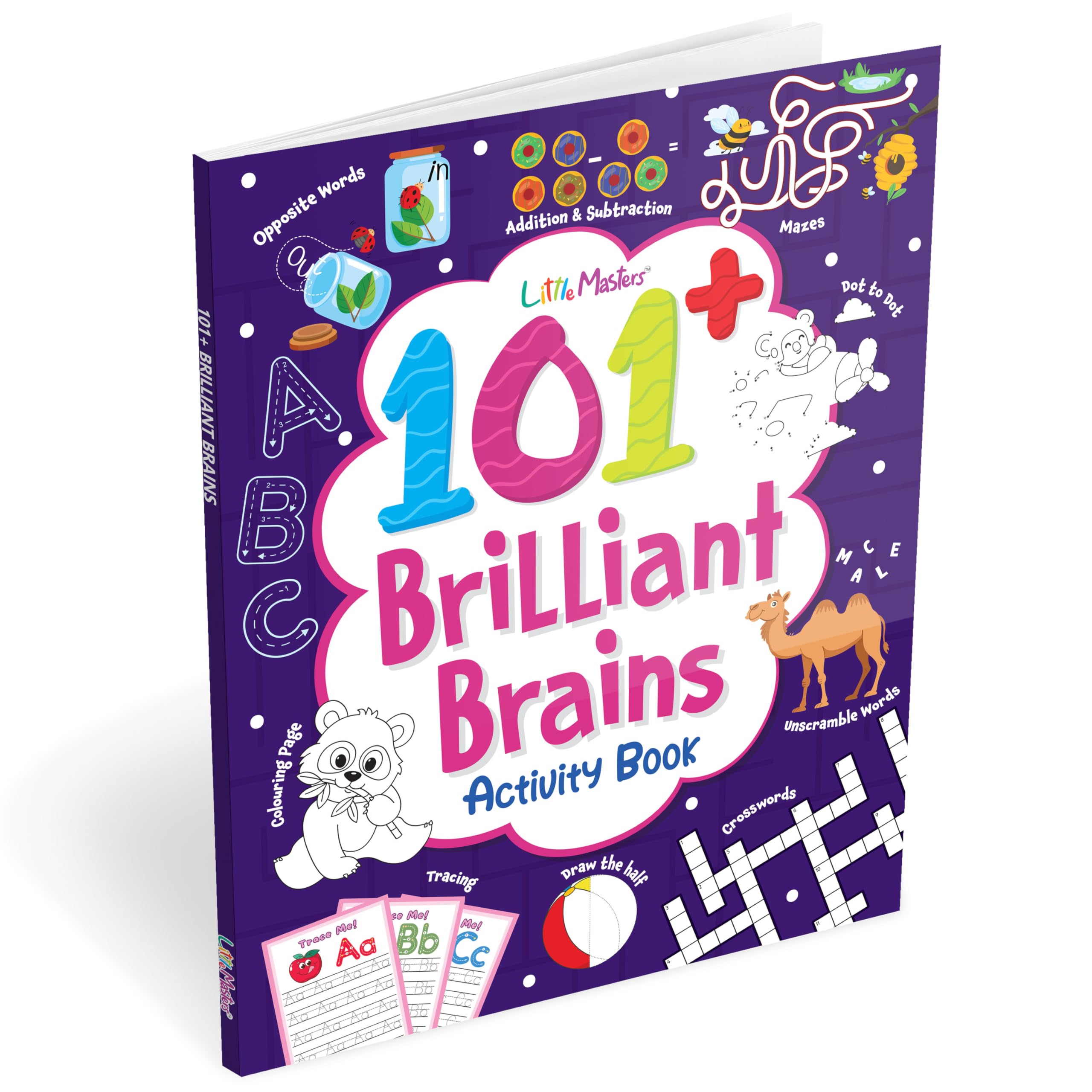 101+ Brilliant Brains Activity Book for Kids | Fun Learning Puzzles, Mazes, Math, DottoDot, Coloring & Brain Games for Ages 3