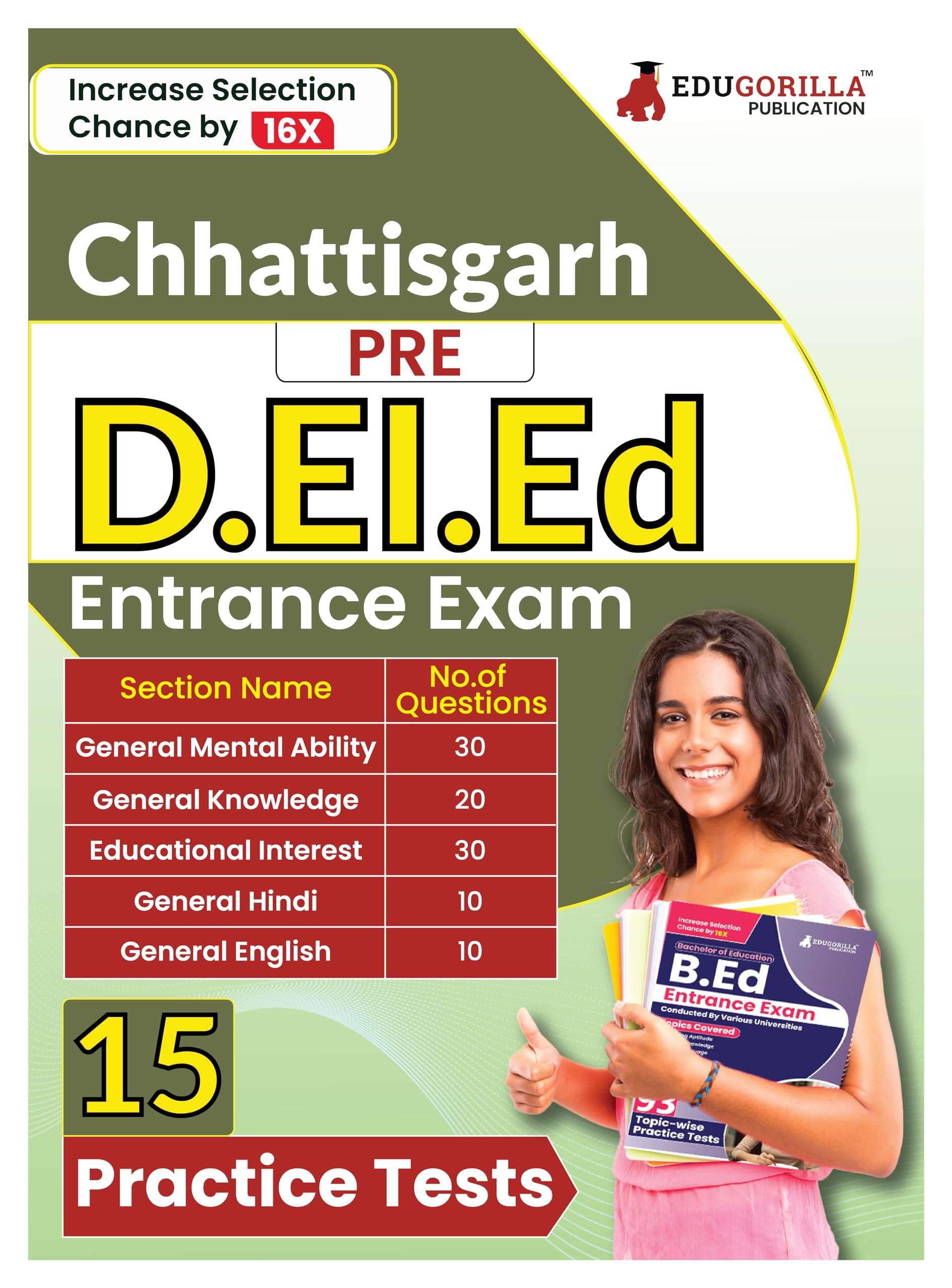 Chattisgarh Pre D.El.Ed Entrance Exam 2024 (English Edition) | 15 Full Practice Mock Tests (1500 Solved Mcqs) With Free Access T