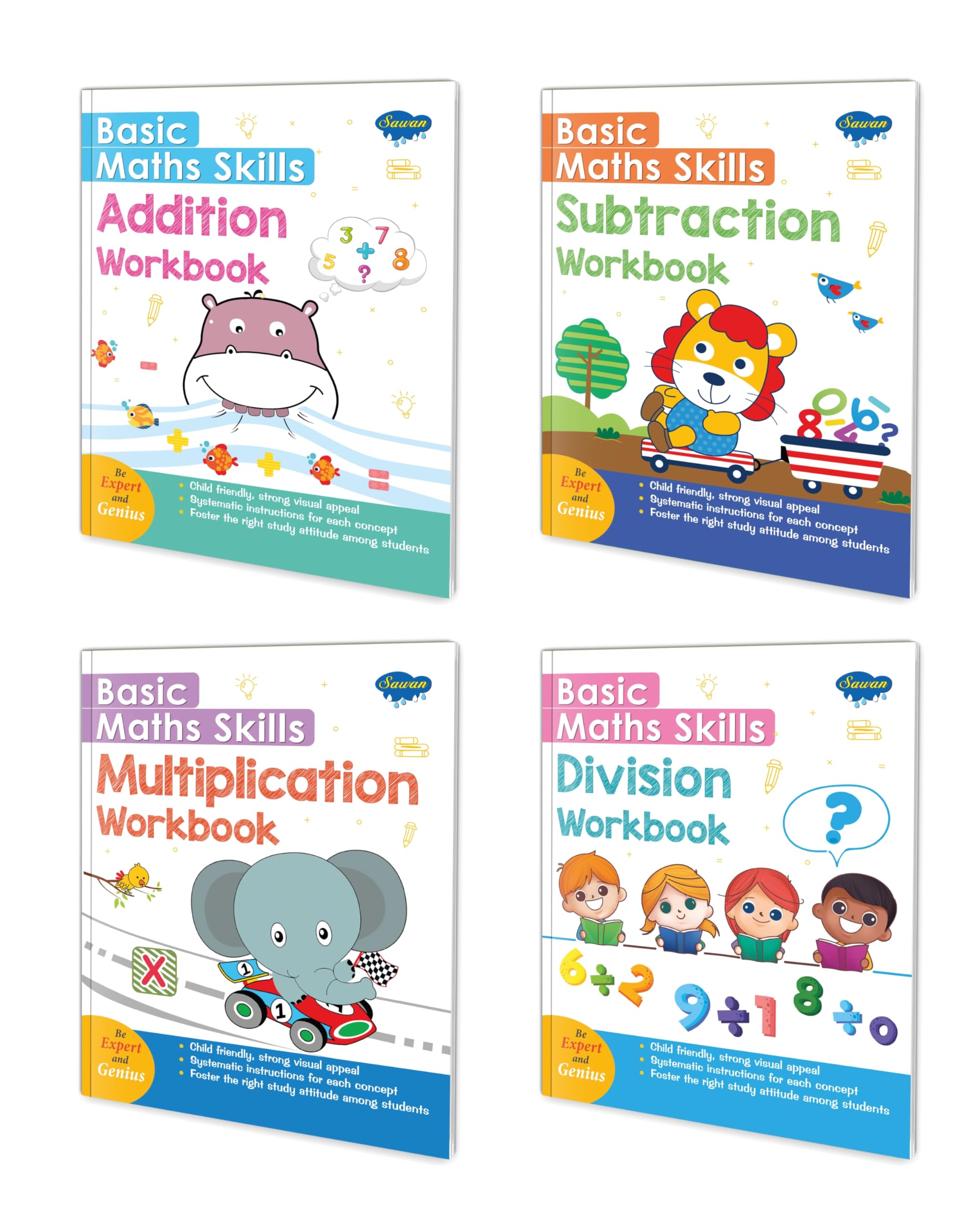 Basic maths skills workbook | set of 4 books | Addition, Subtraction , Multiplication ,Division | The Complete Math Operations W