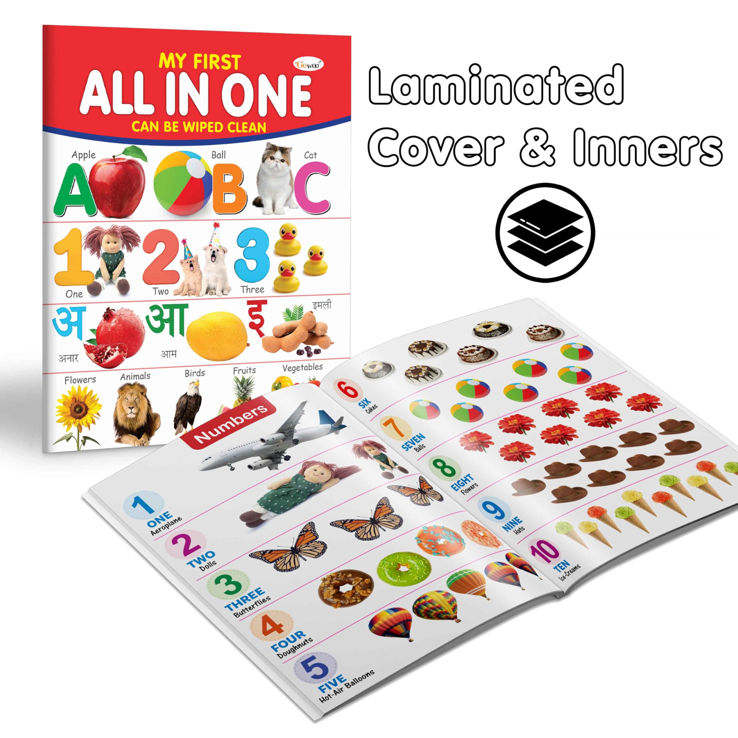 Toddlers learning library : Learning board book for kids, MY FIRST ALL IN ONE (CAN BE WIPE CLEAN), birthday gifts for Toddler