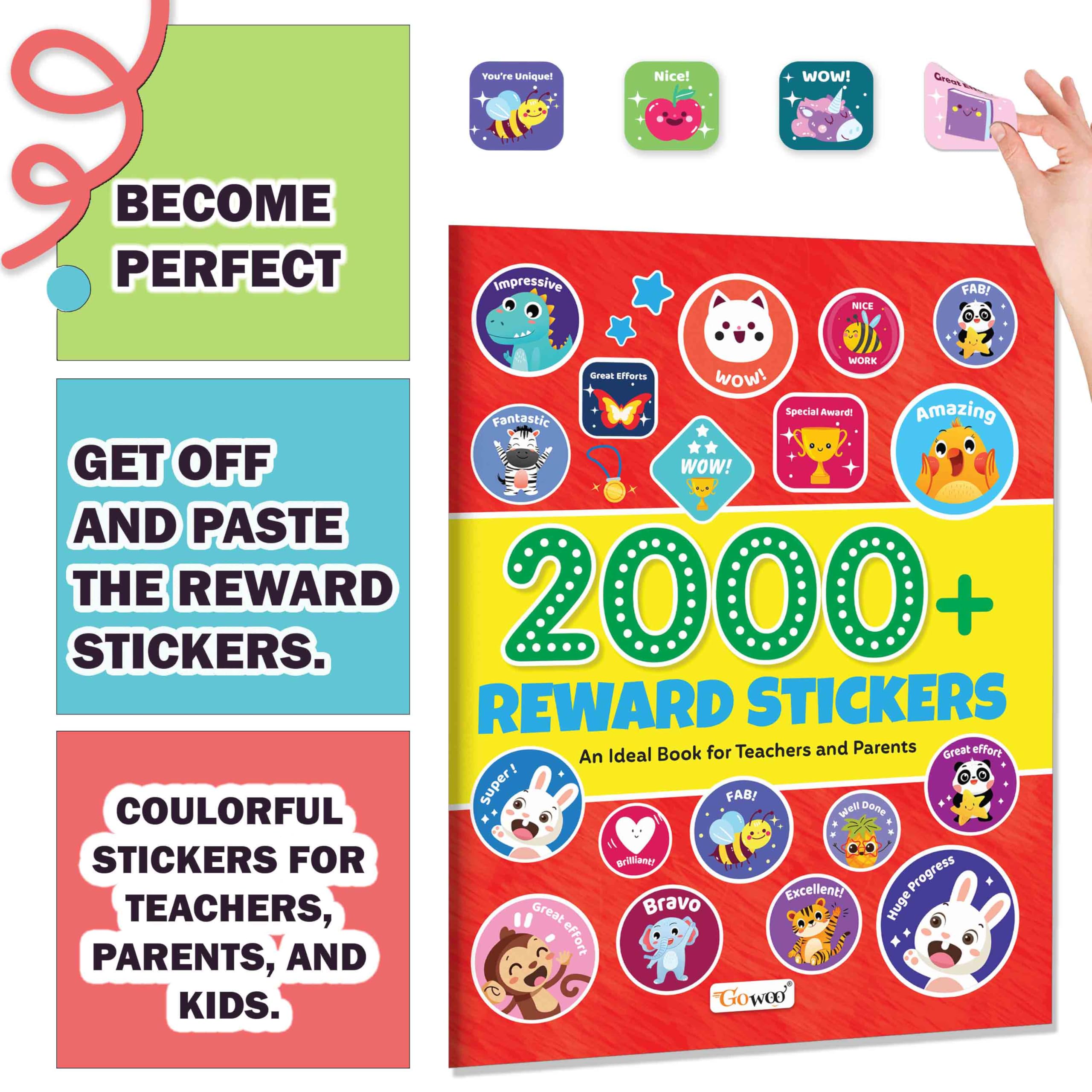 2000+ Reward Stickers : Children All In One sticker Book, All in one Educational sticker books, Sticker Book for Teachers and Pa