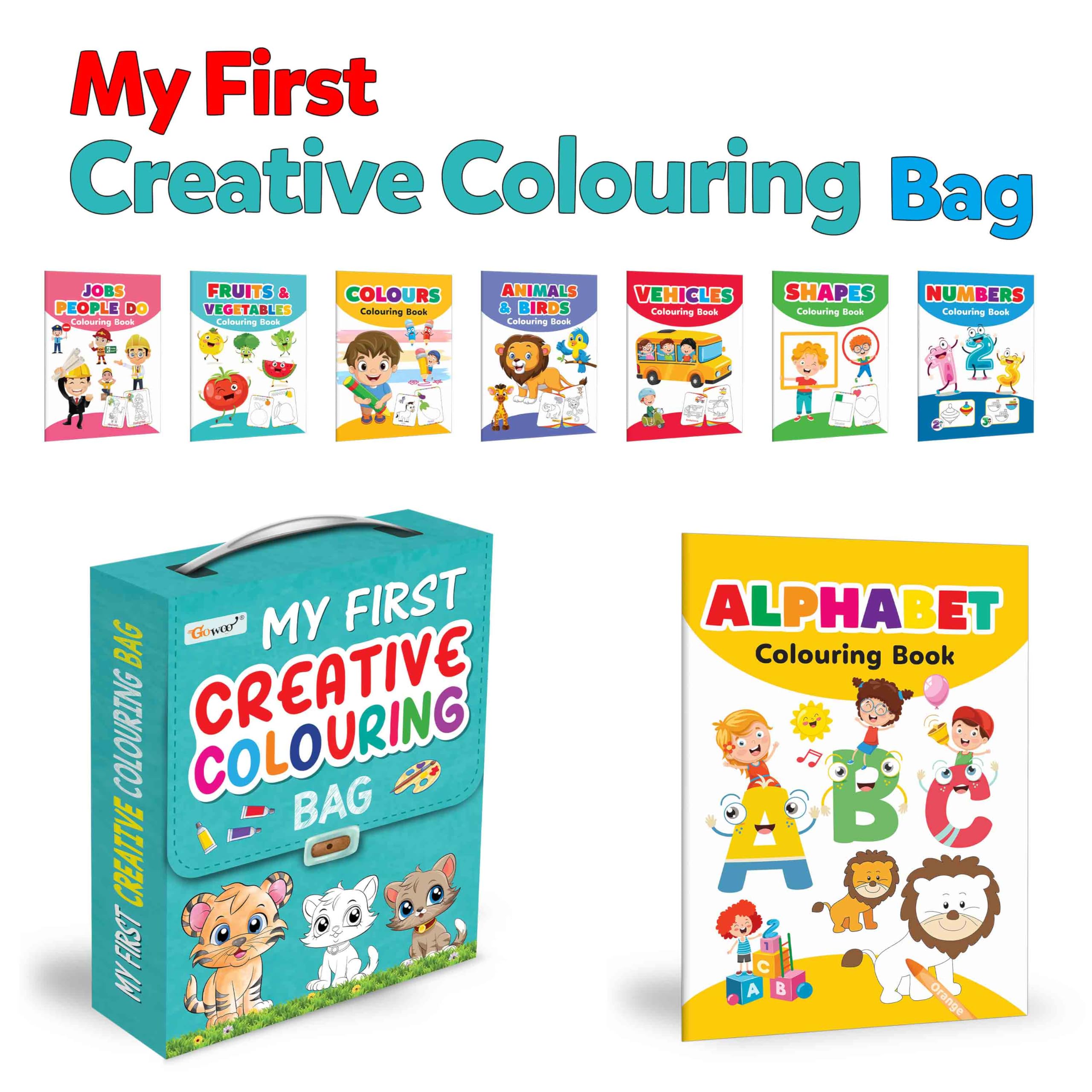 Coloring book Set of 8 for children : Essential Coloring Book Of All In One Bag, Early kids learning Coloring books, Set Of 8 Co