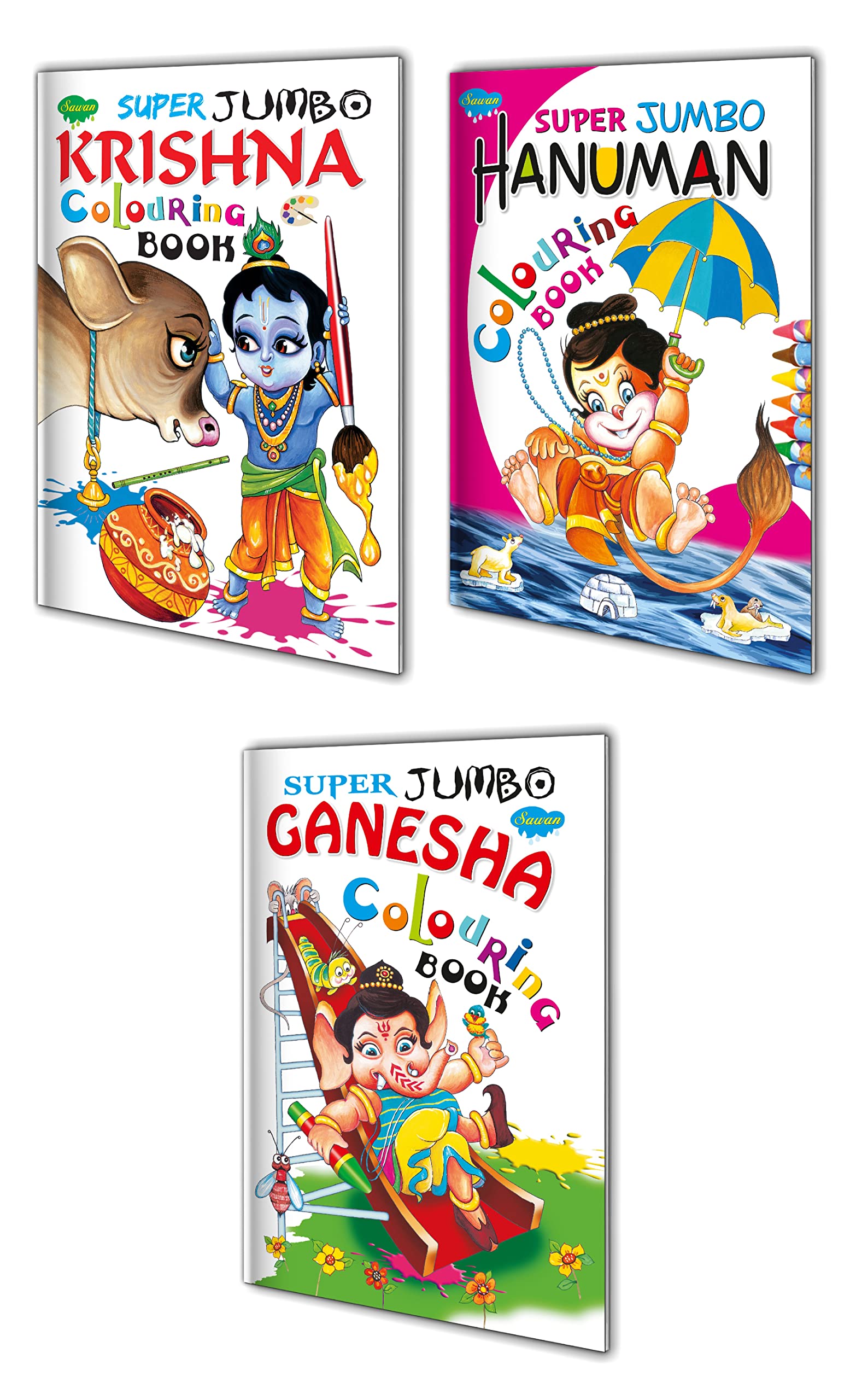 Look And Colour Book | Pack Of 3 Books | Super Jumbo Combo For Collecters And Library Colouring Books