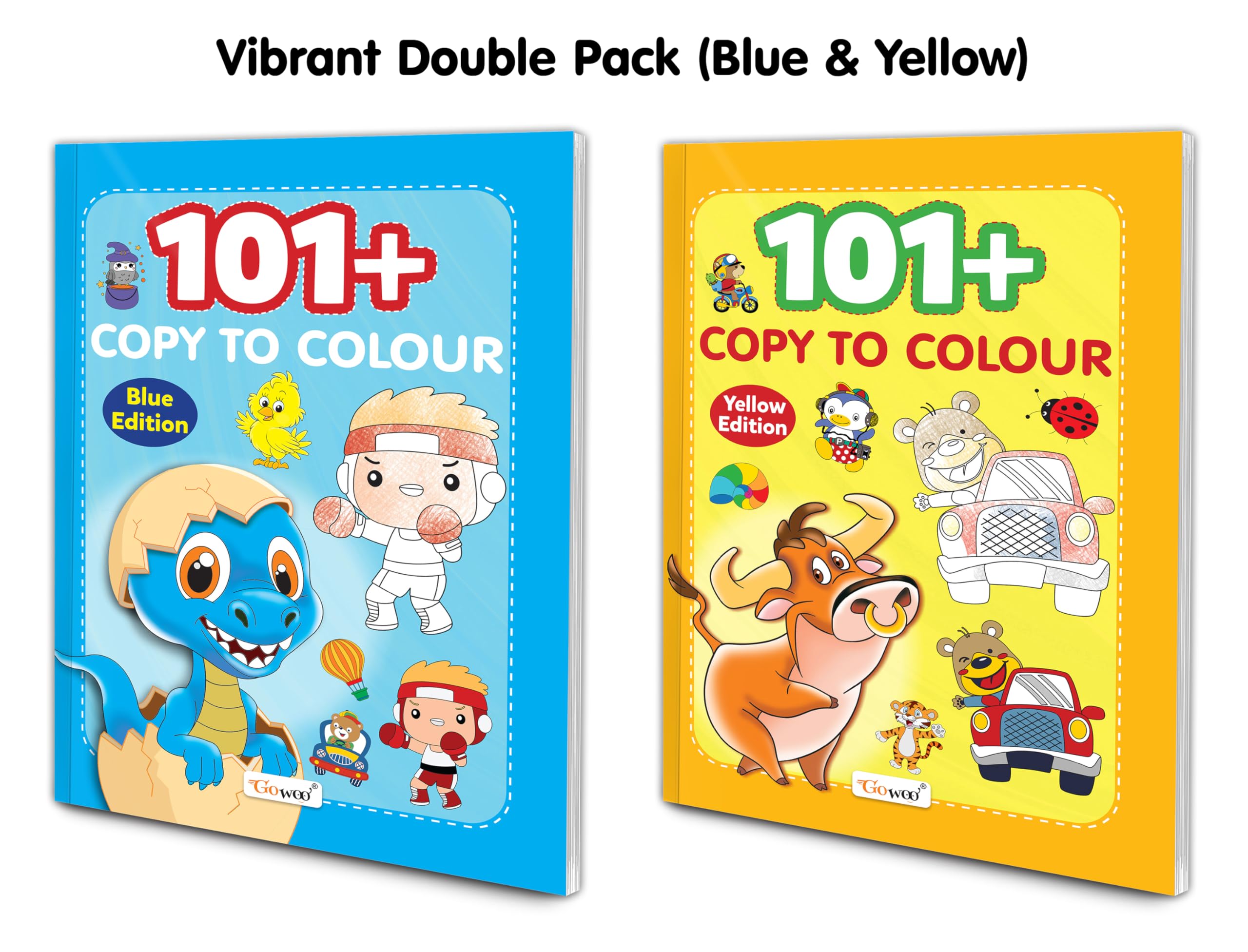 101+ Copy to Colour  Blue & Yellow Edition : Engaging Colouring Books for Preschool Education, Inspiring Colouring Activities 