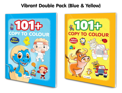 101+ Copy to Colour  Blue & Yellow Edition : Engaging Colouring Books for Preschool Education, Inspiring Colouring Activities 
