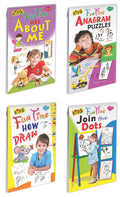 Set Of 4 Books, Kids Fun Time : All About Me, Anagram Puzzles, How To Draw And Join The Dots