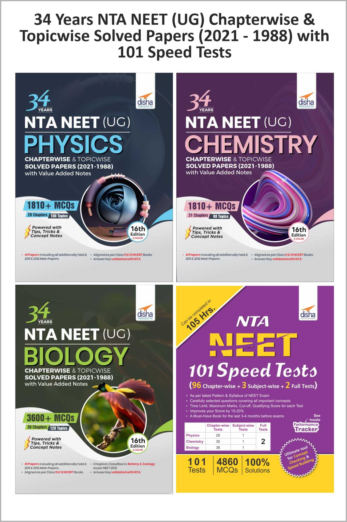 34 Years Nta Neet (Ug) Chapterwise & Topicwise Solved Papers (2021  1988) With 101 Speed Tests
