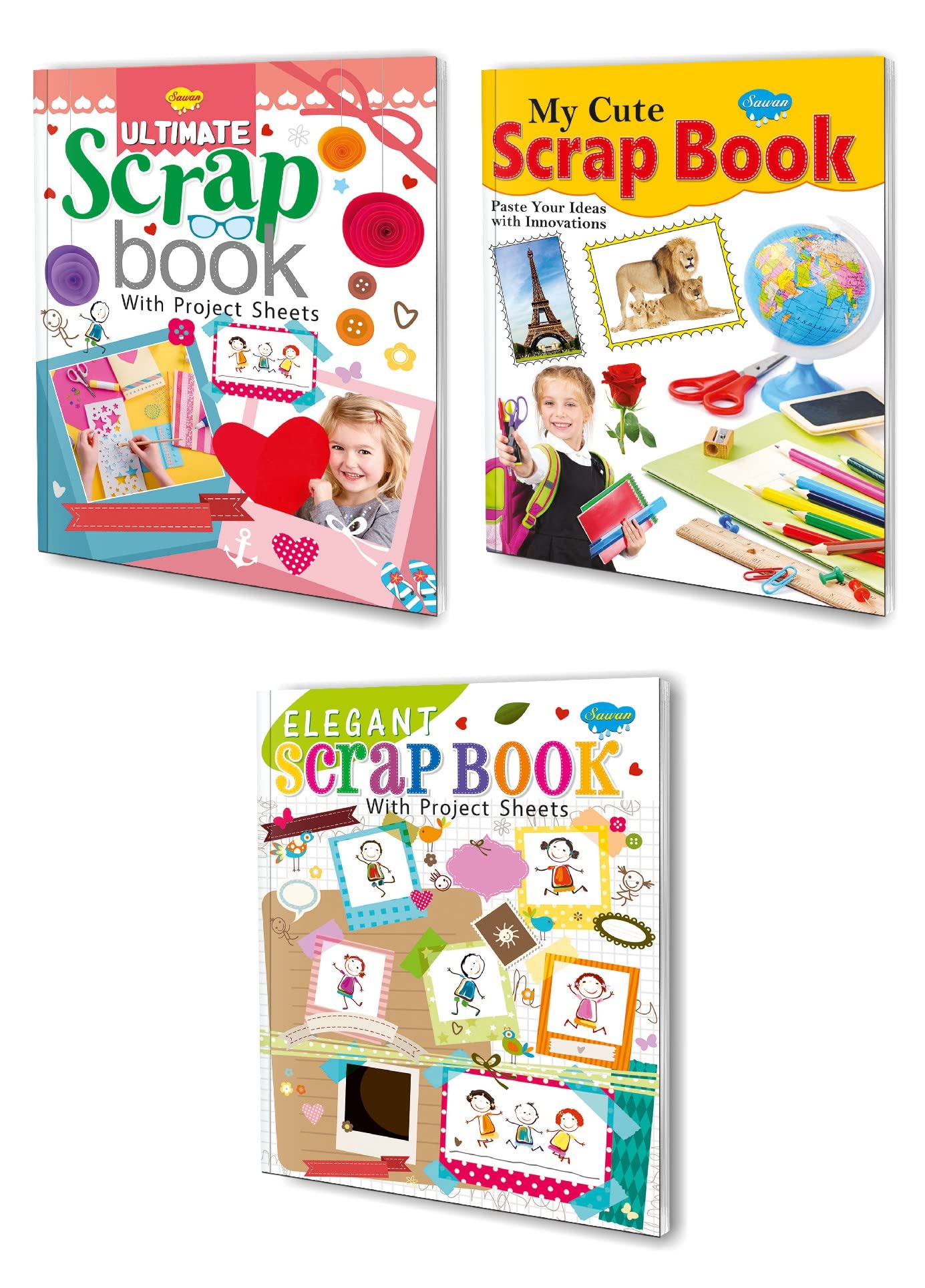 Set Of 3 Books, My Cute Scrap Book, Ultimate Scrap Book (With Project Sheets) And Elegant Scrap Book (With Project Sheets)