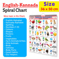 My First ALL IN ONE SPIRAL CHART ENGLISHKANNADA : Collection of early learning Chart, Preschool Kids Chart, 16 topics Learning 