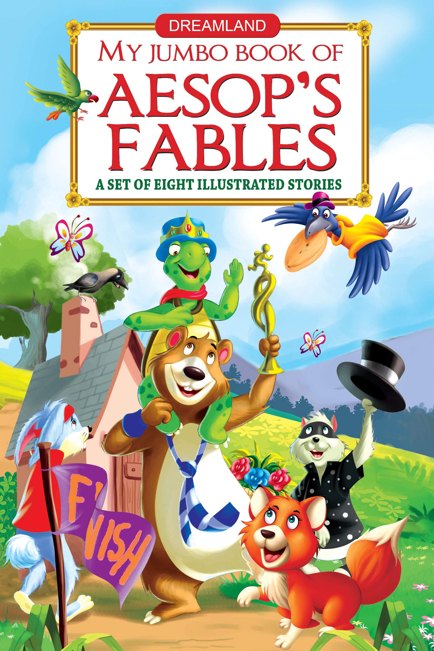 AesopS Fables Jumbo Picture Book  Eight Illustrated Stories With Moral The Vain Crow, The Hare An The Tortoise, The Donkey An