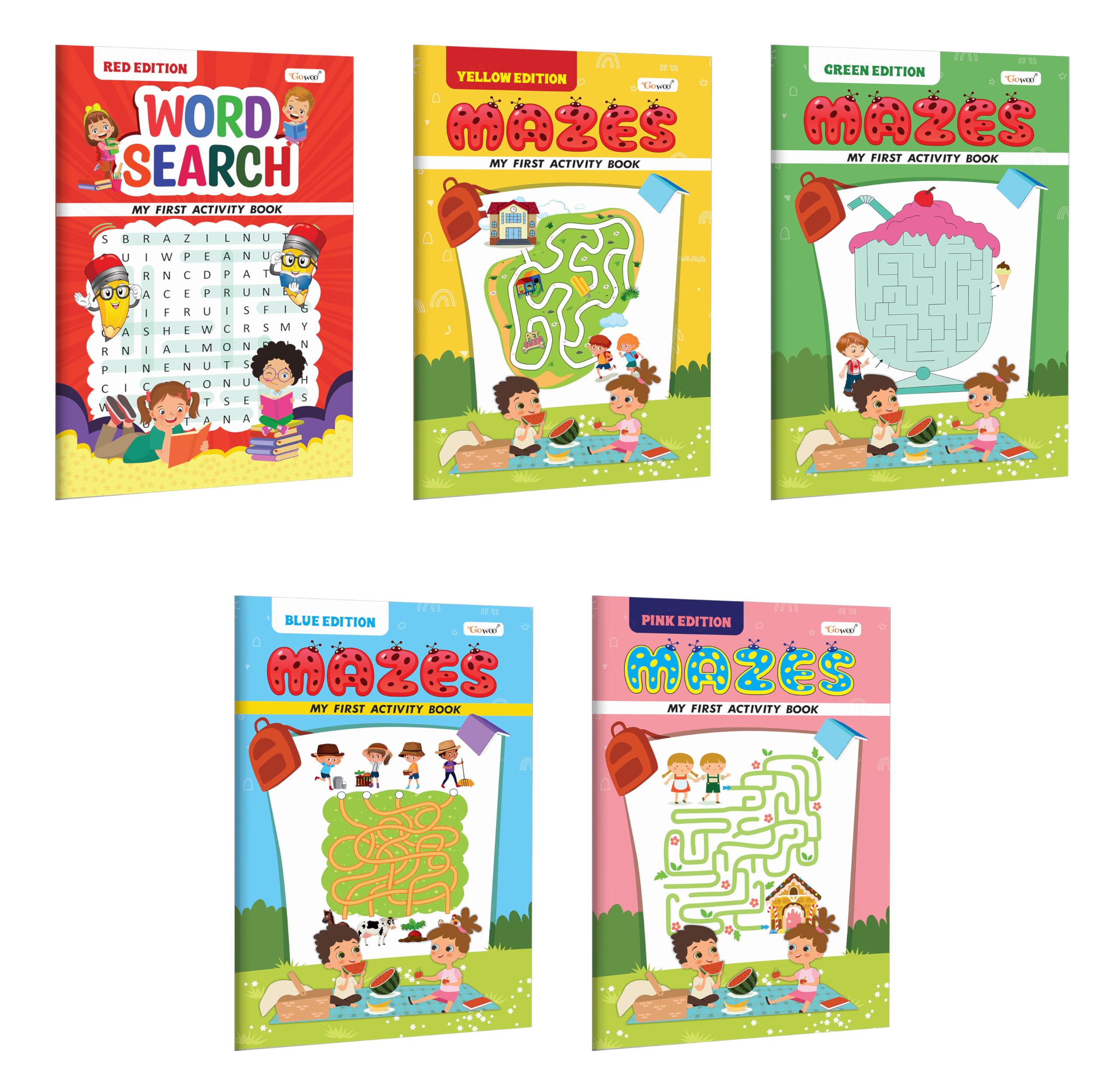 My First Activity Book Word Search and Mazes  Red, Yellow, Green, Blue and Pink Edition : Early learning book, Activity book f